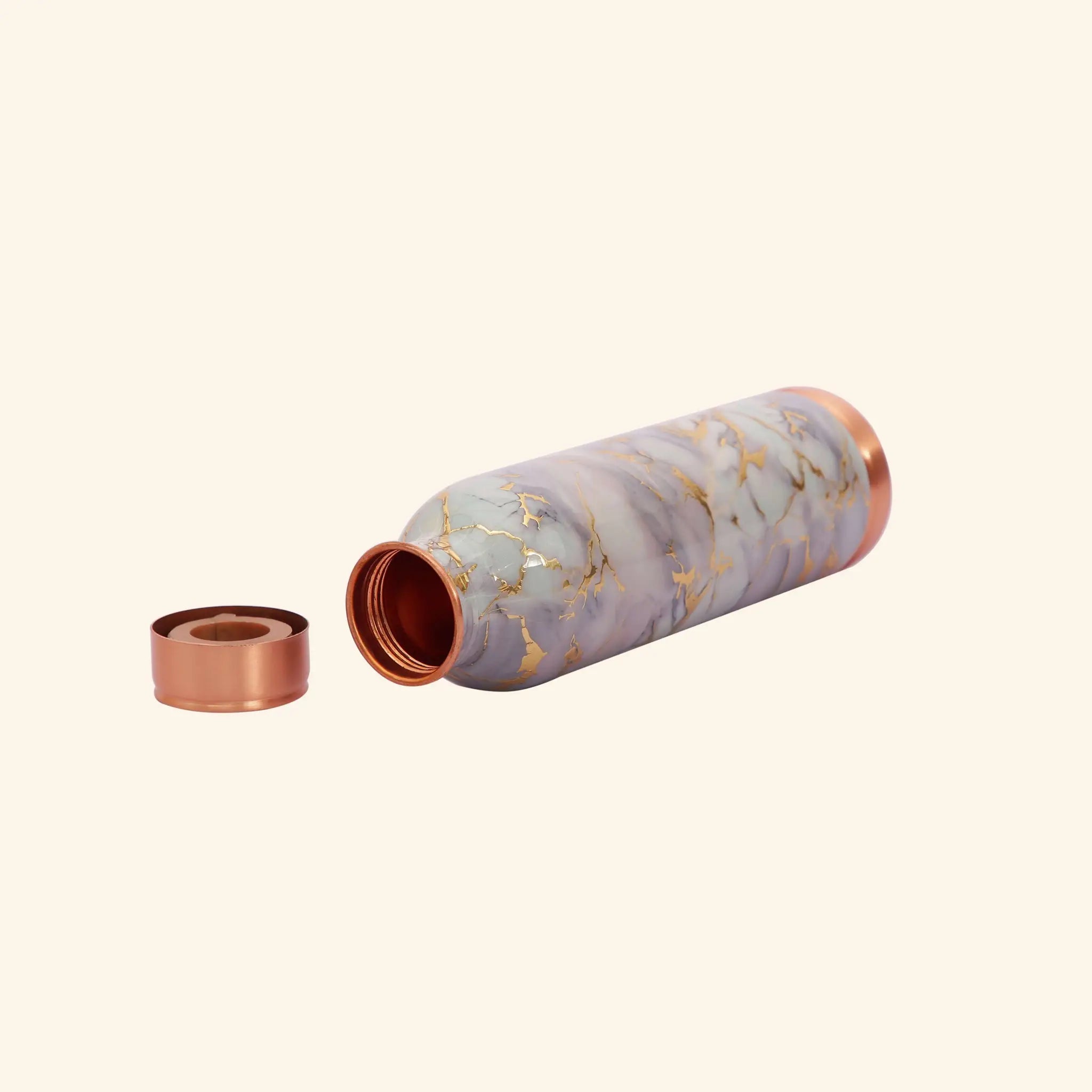 Maroon & Gold Leaf Print Copper Bottle