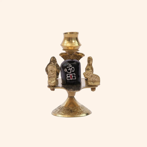 Complete Shiv Parivar with Shiva Lingam on Brass Stand | For Home Mandir - Pillow Fights