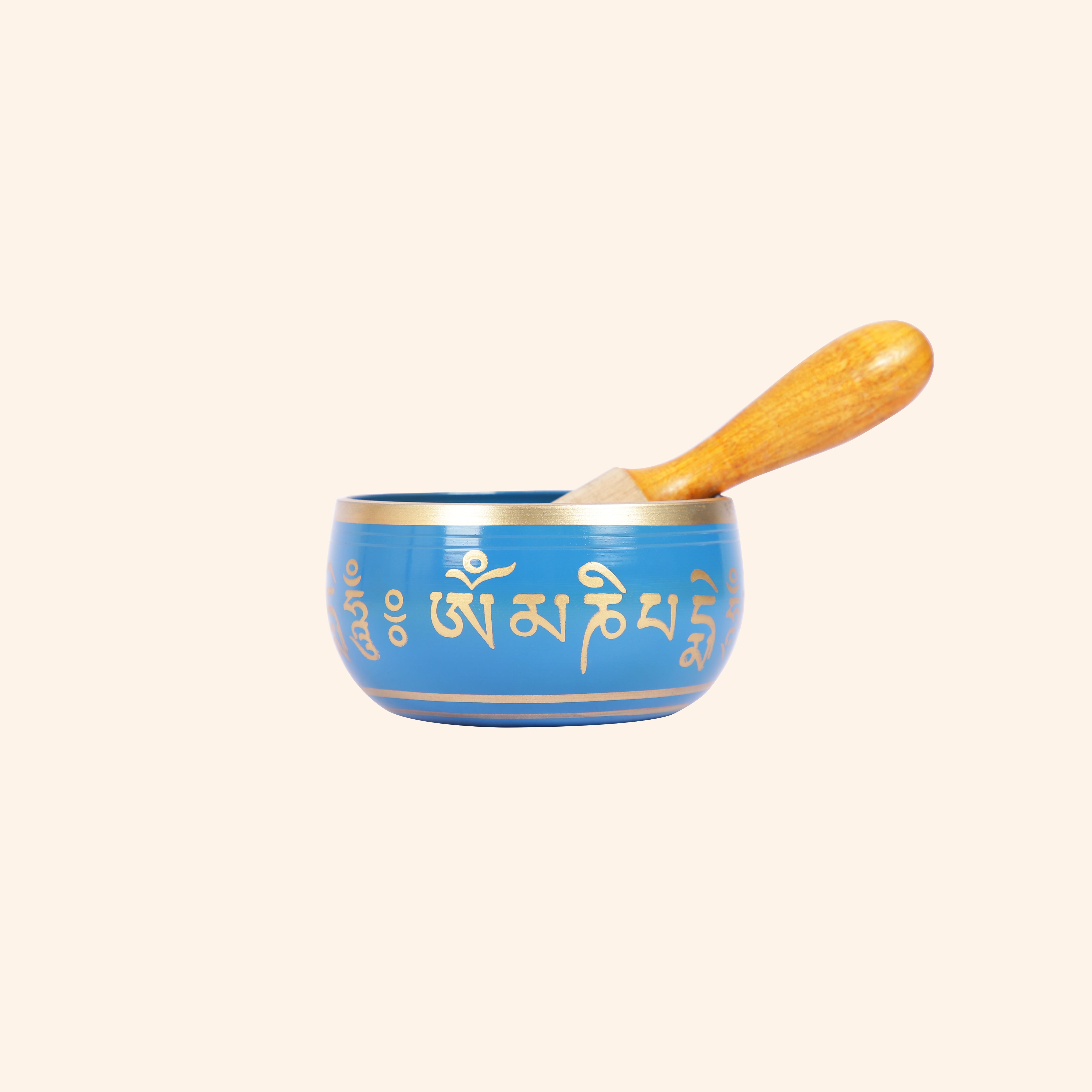 Tibetan Buddhist Blue Singing Bowl Set with Mallet | For Meditation & Sound Healing