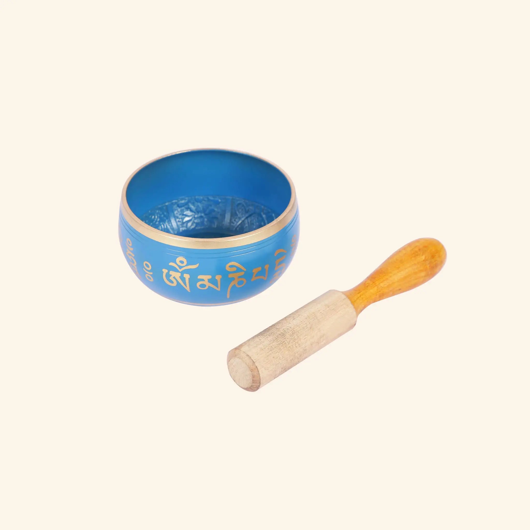 Tibetan Buddhist Blue Singing Bowl Set with Mallet | For Meditation & Sound Healing