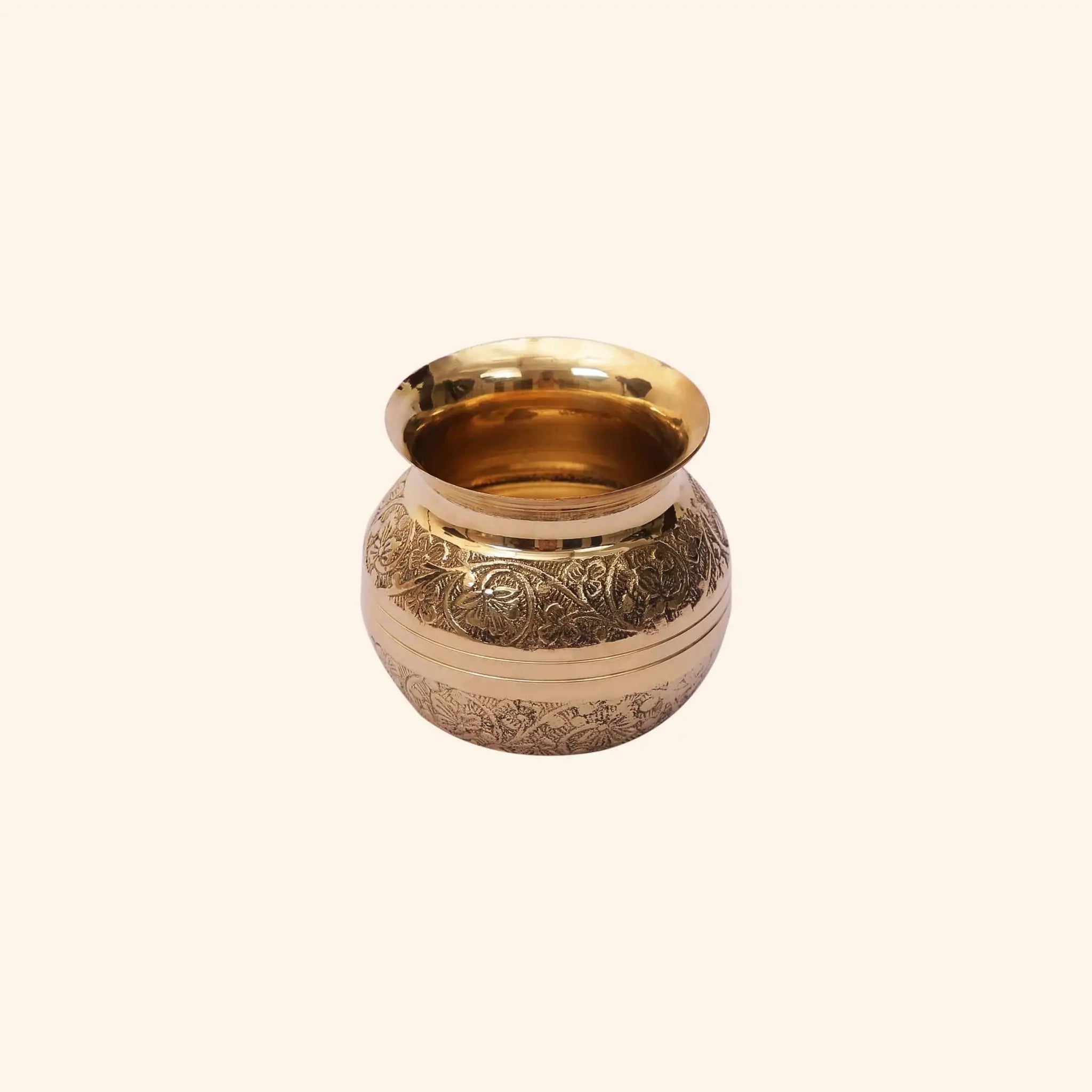 Ornate Brass Puja Lota/Kalash ("Lotus Brass")