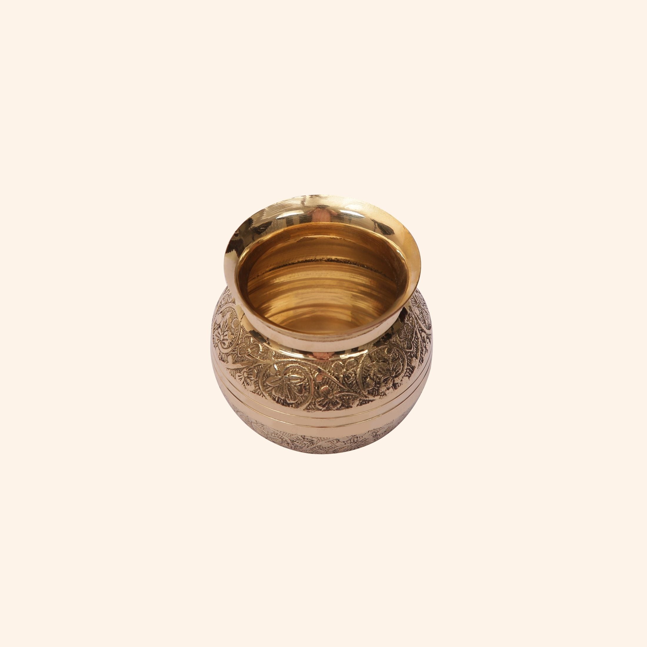 Ornate Brass Puja Lota/Kalash ("Lotus Brass")