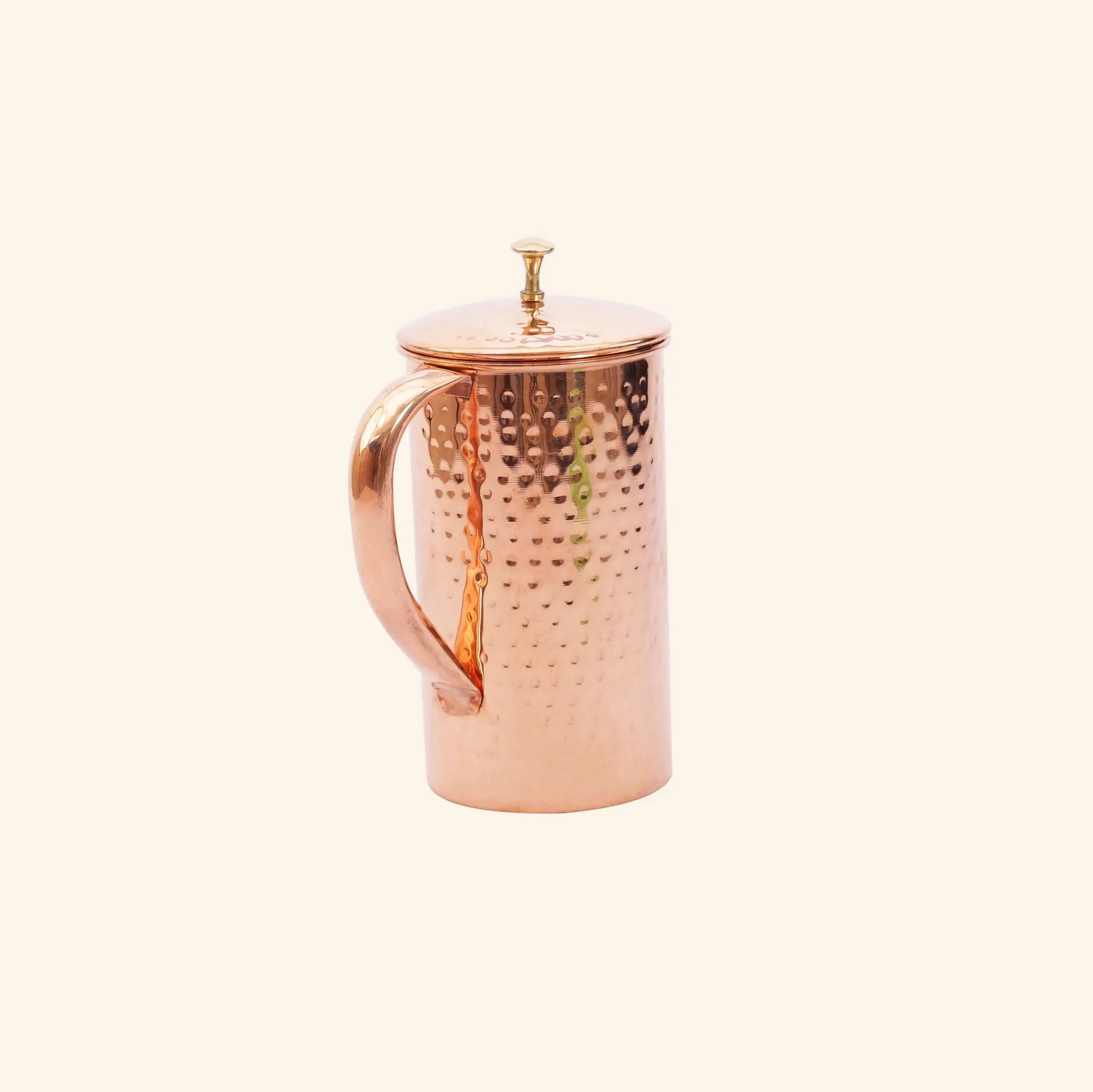 Classic Hammered Copper Jug with Lid (1 Litre) | For Ayurvedic Water & Elegant Serving