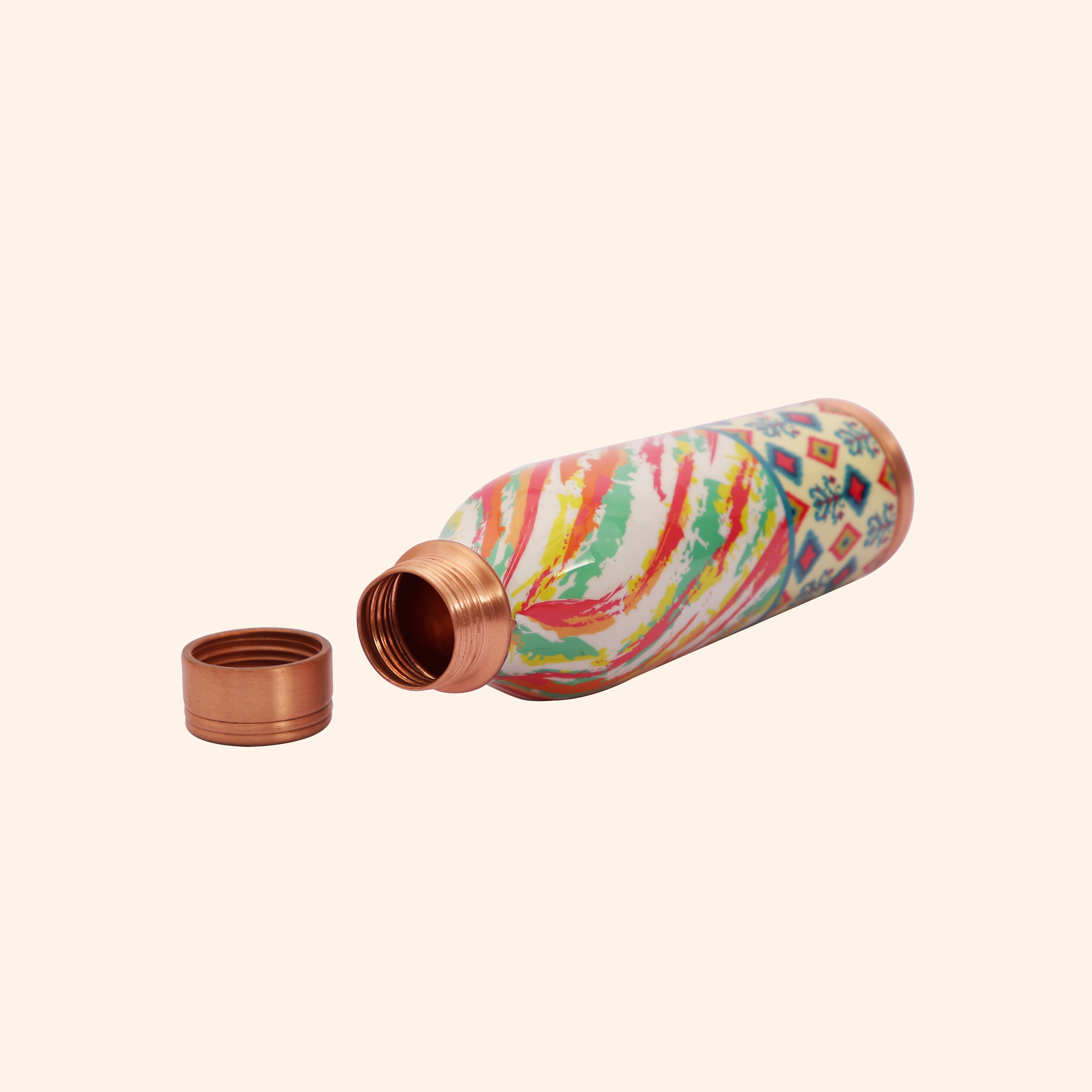 Mina Printed Pure Copper Water Bottle | For Ayurvedic Health & Stylish Hydration, 900 ml