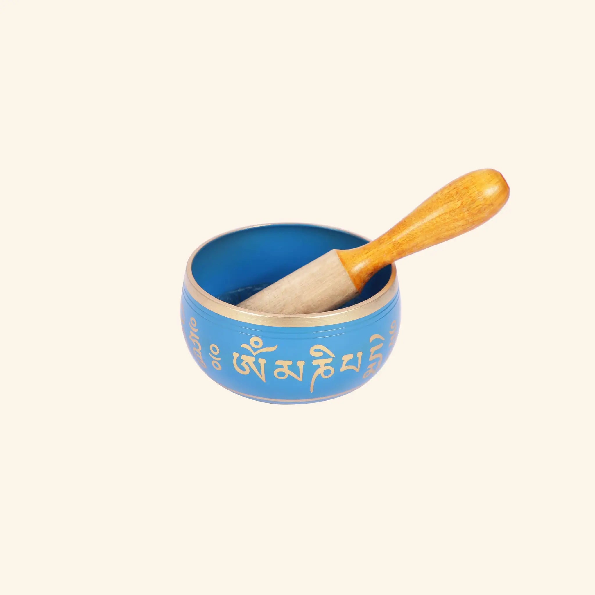 Tibetan Buddhist Blue Singing Bowl Set with Mallet | For Meditation & Sound Healing
