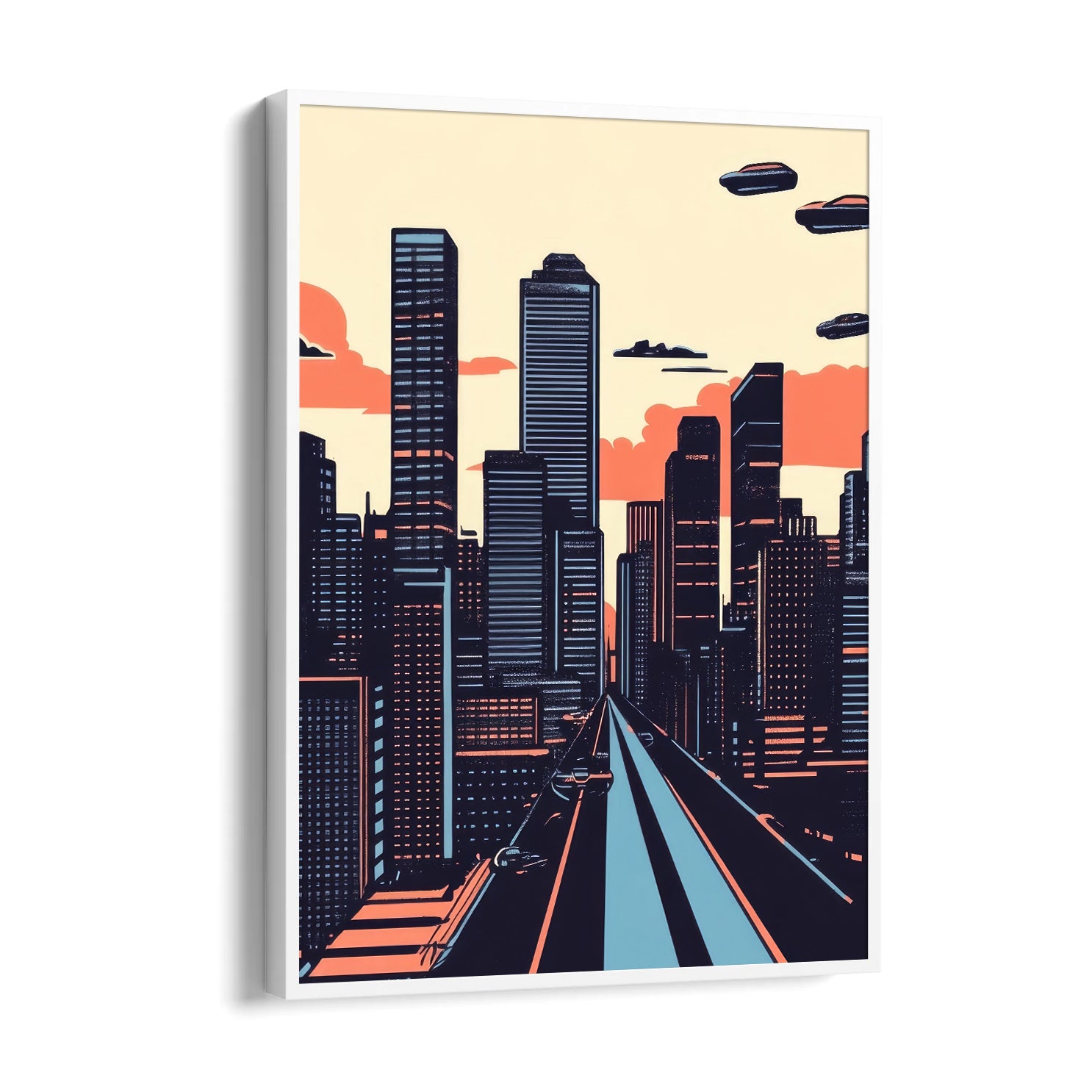 Retro Futuristic Skyline - City Wall Art