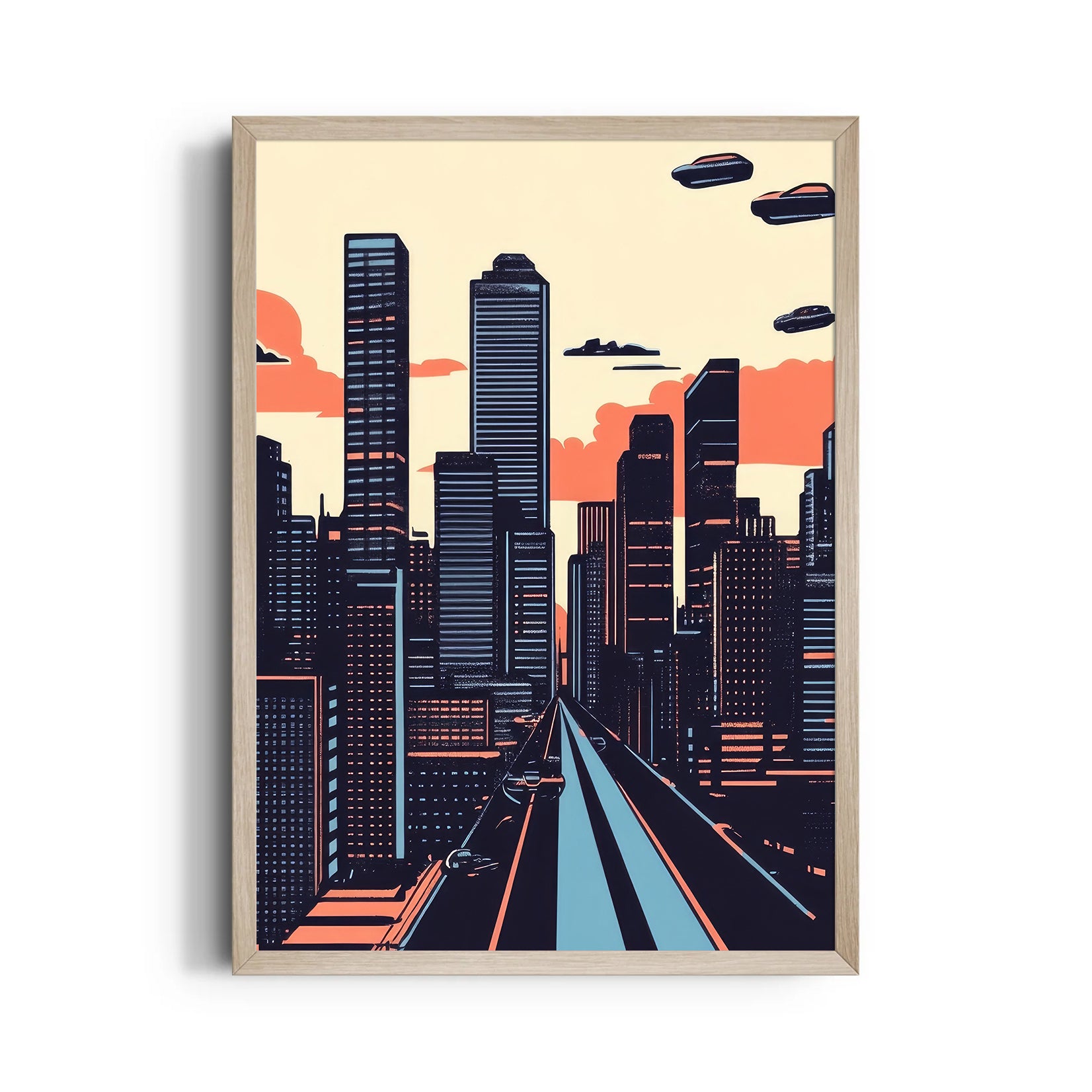 Retro Futuristic Skyline - City Wall Art