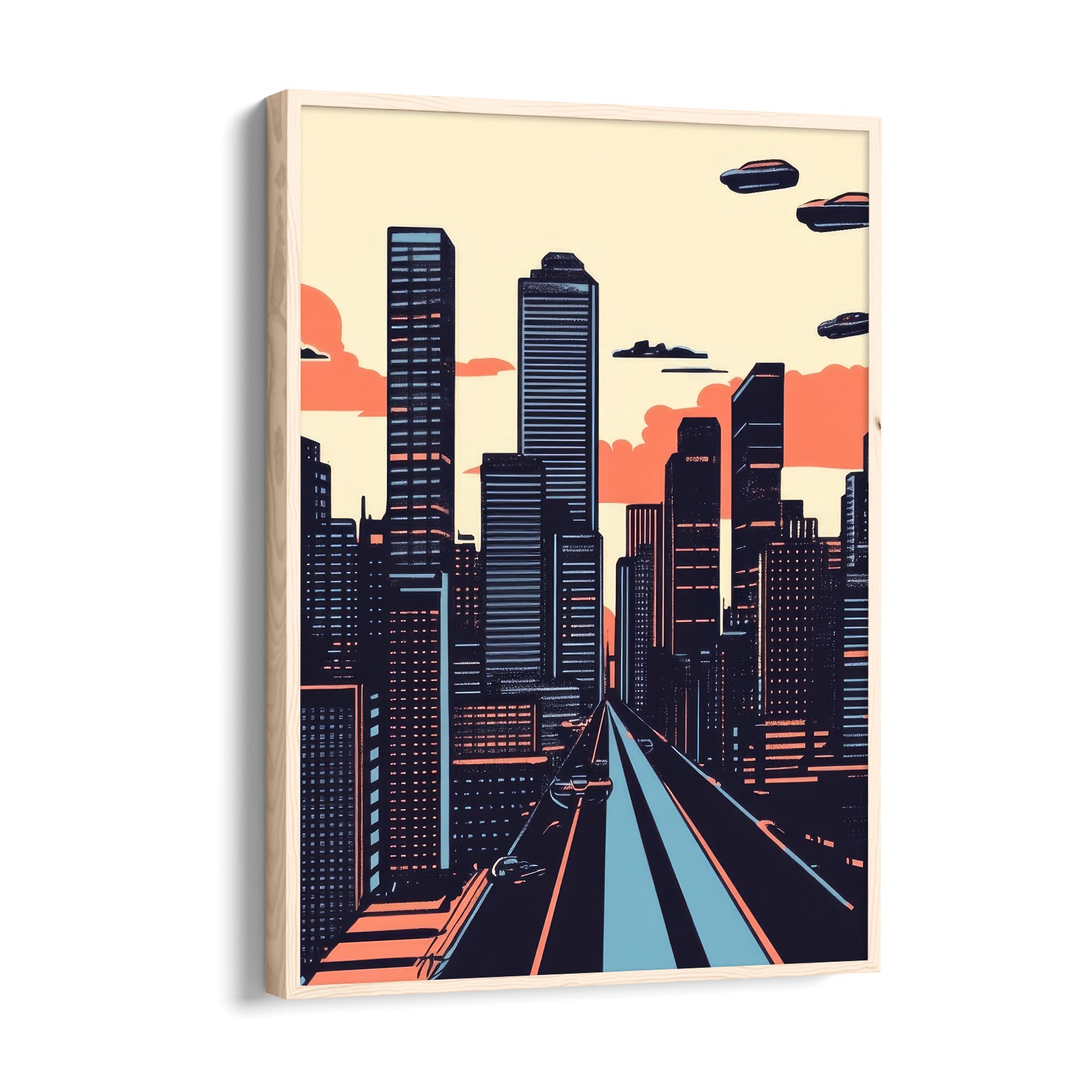 Retro Futuristic Skyline - City Wall Art