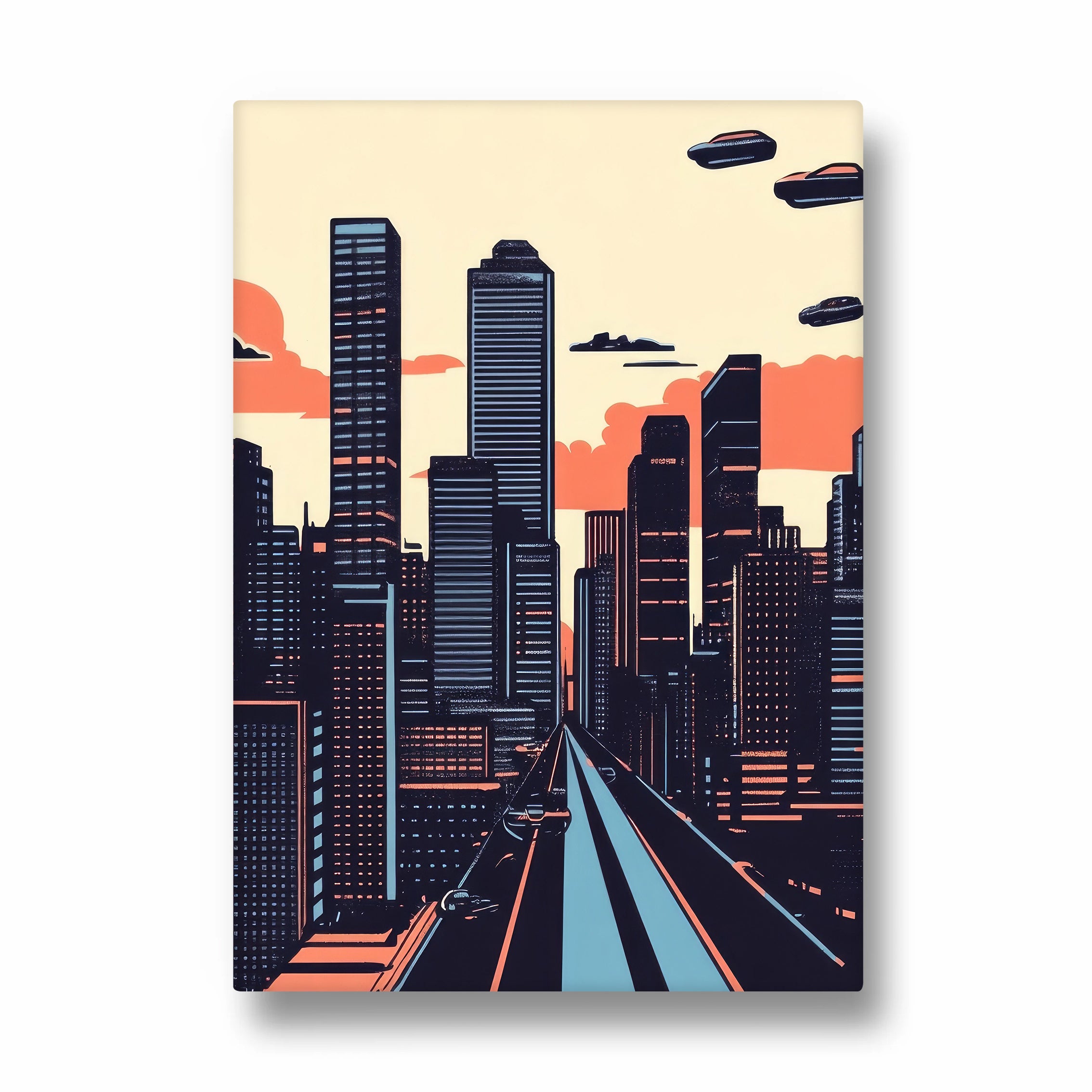 Retro Futuristic Skyline - City Wall Art