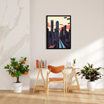 Retro Futuristic Skyline - City Wall Art