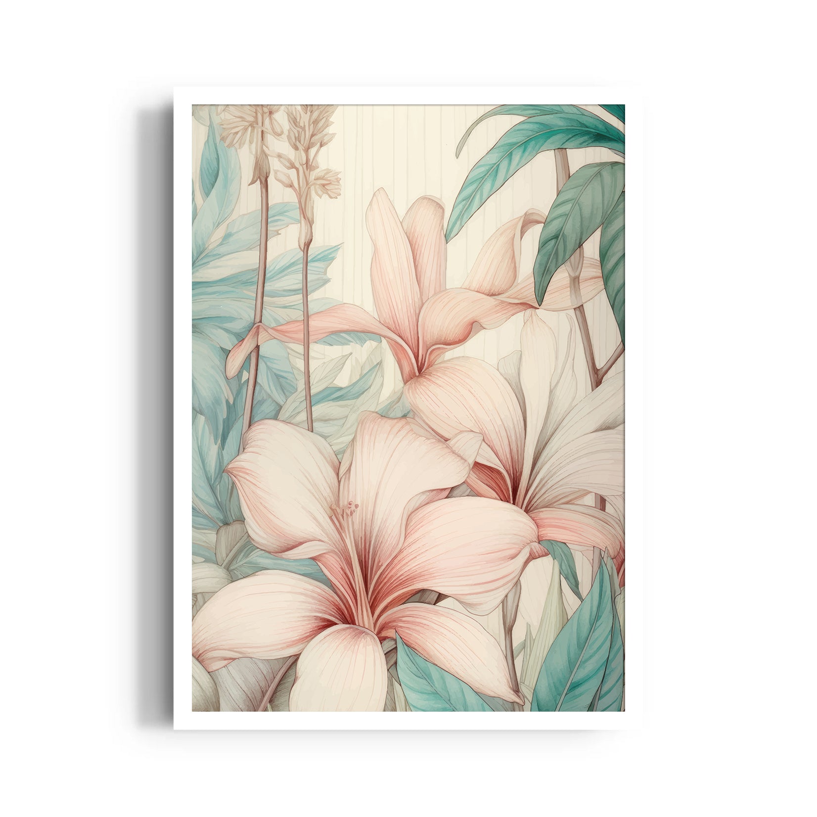 Serene Blush Amaryllis - Botanical Wall Art