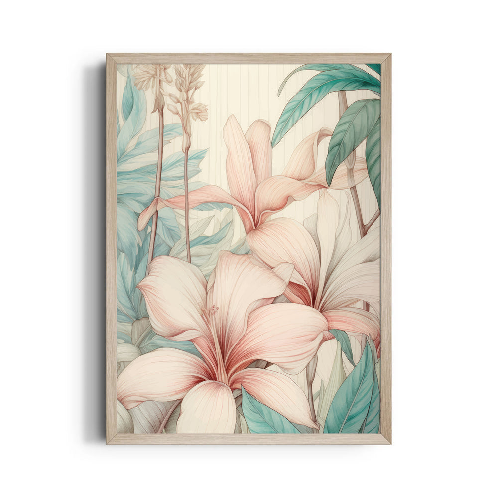 Serene Blush Amaryllis - Botanical Wall Art - Pillow Fights