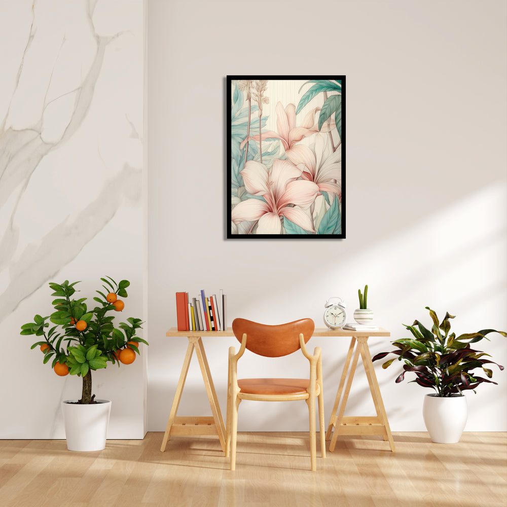 Serene Blush Amaryllis - Botanical Wall Art - Pillow Fights