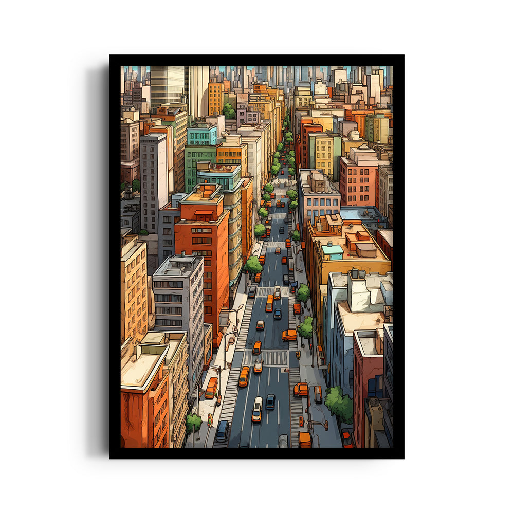 Sunlit Midtown Avenue - City Wall Art - Pillow Fights