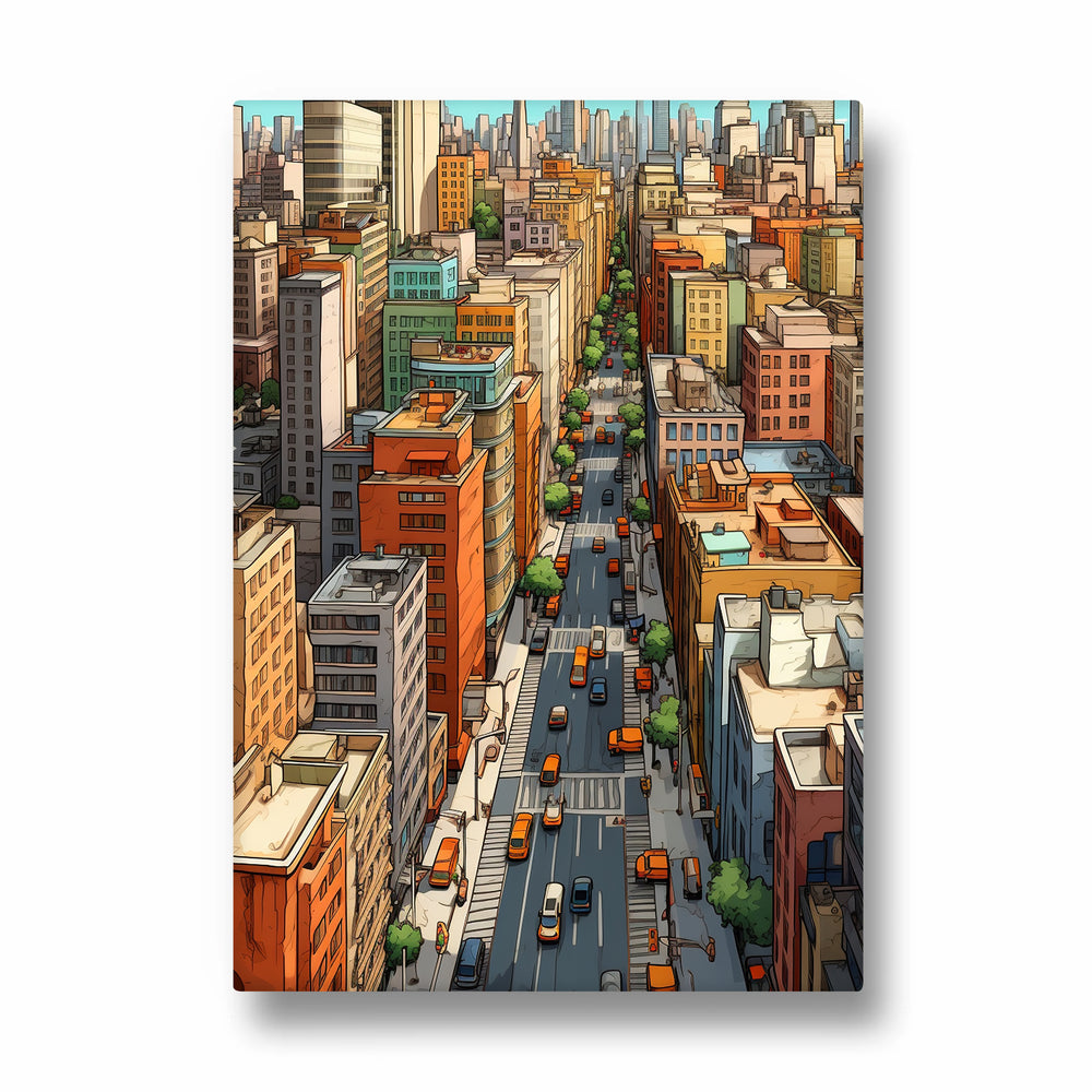 Sunlit Midtown Avenue - City Wall Art - Pillow Fights