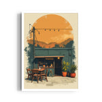 Sunset Café Corner – Cozy Bistro Wall Art