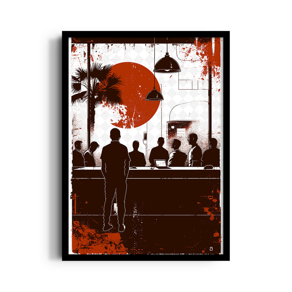 Sunset Caf Gathering - Food & Bar Wall Art - Pillow Fights