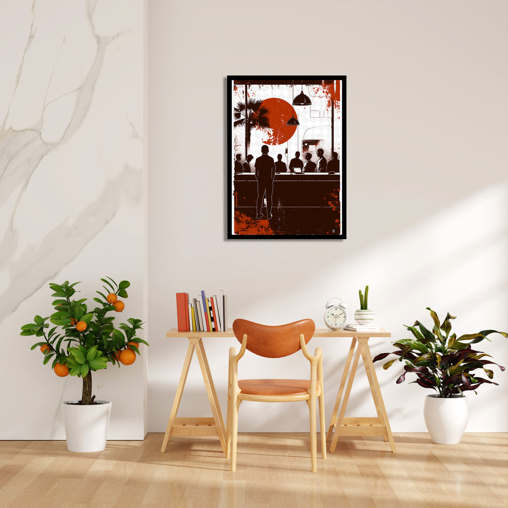 Sunset Caf Gathering - Food & Bar Wall Art - Pillow Fights