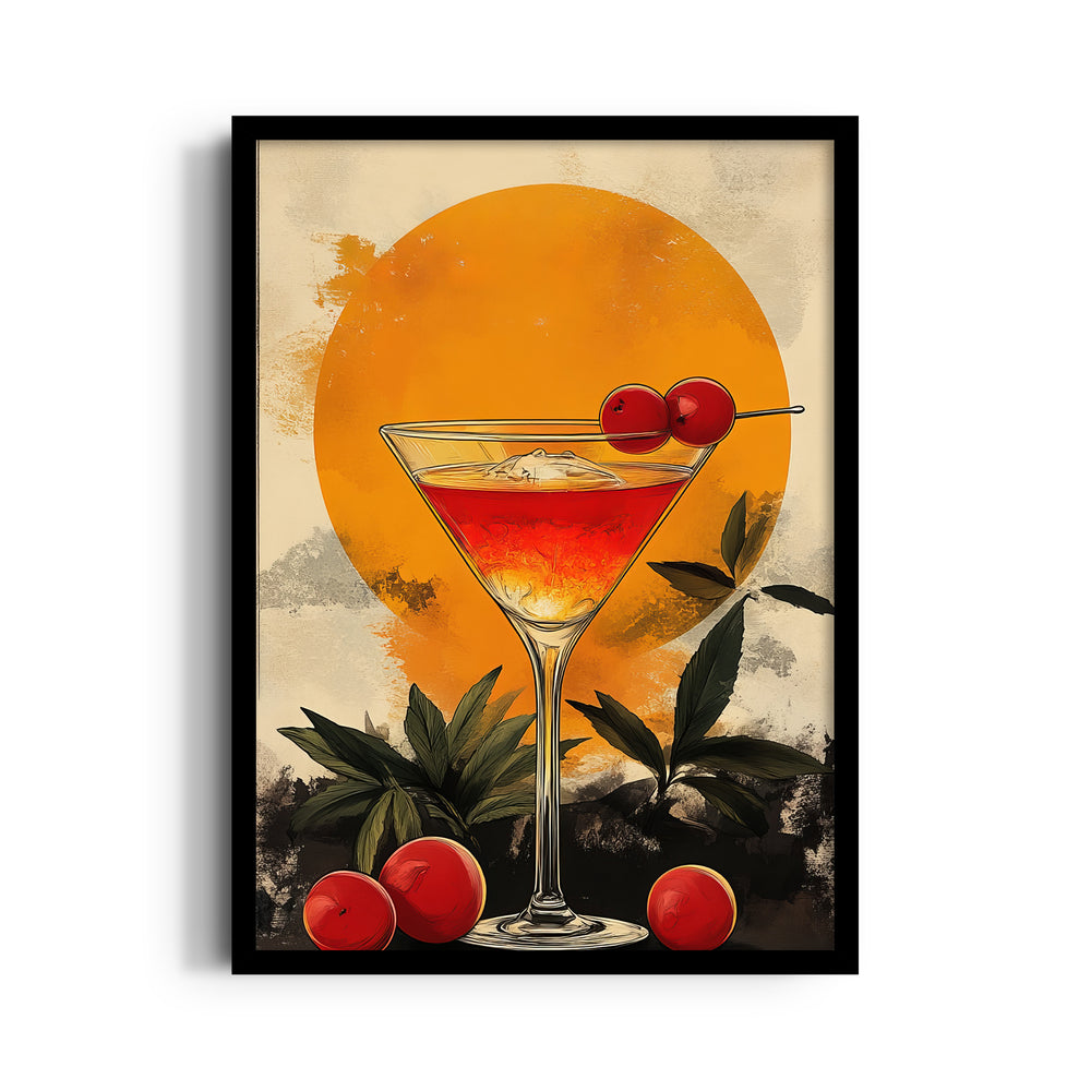 Sunset Cherry Martini - Cocktail Bar Wall Art - Pillow Fights
