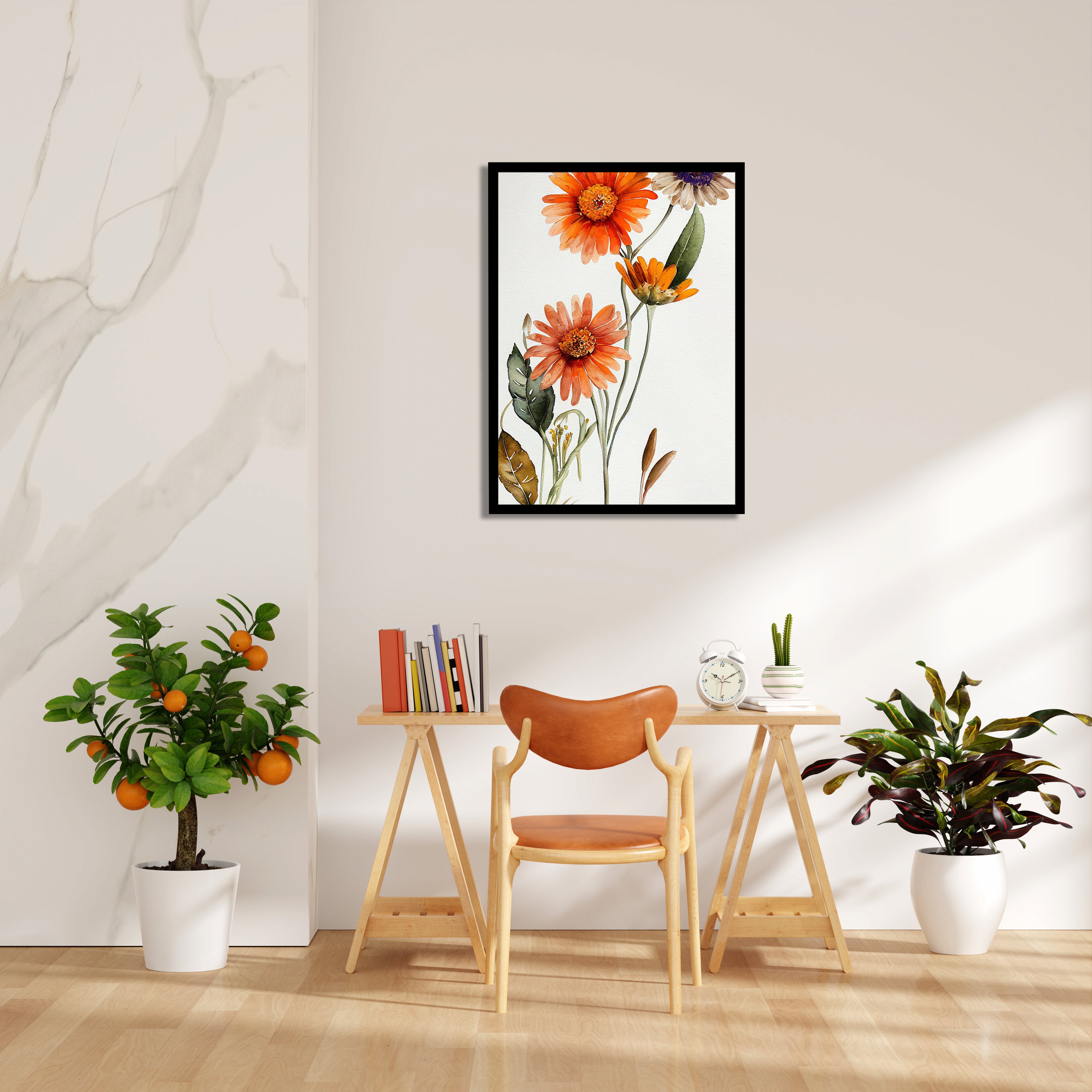 Sunset Daisy Bloom - Botanical Wall Art