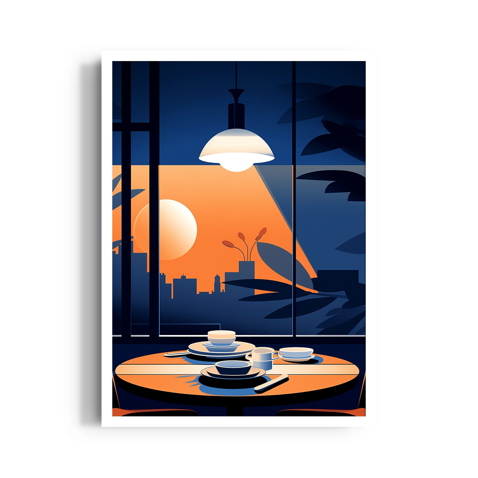 Sunset Table View ??? Modern Caf?? Wall Art