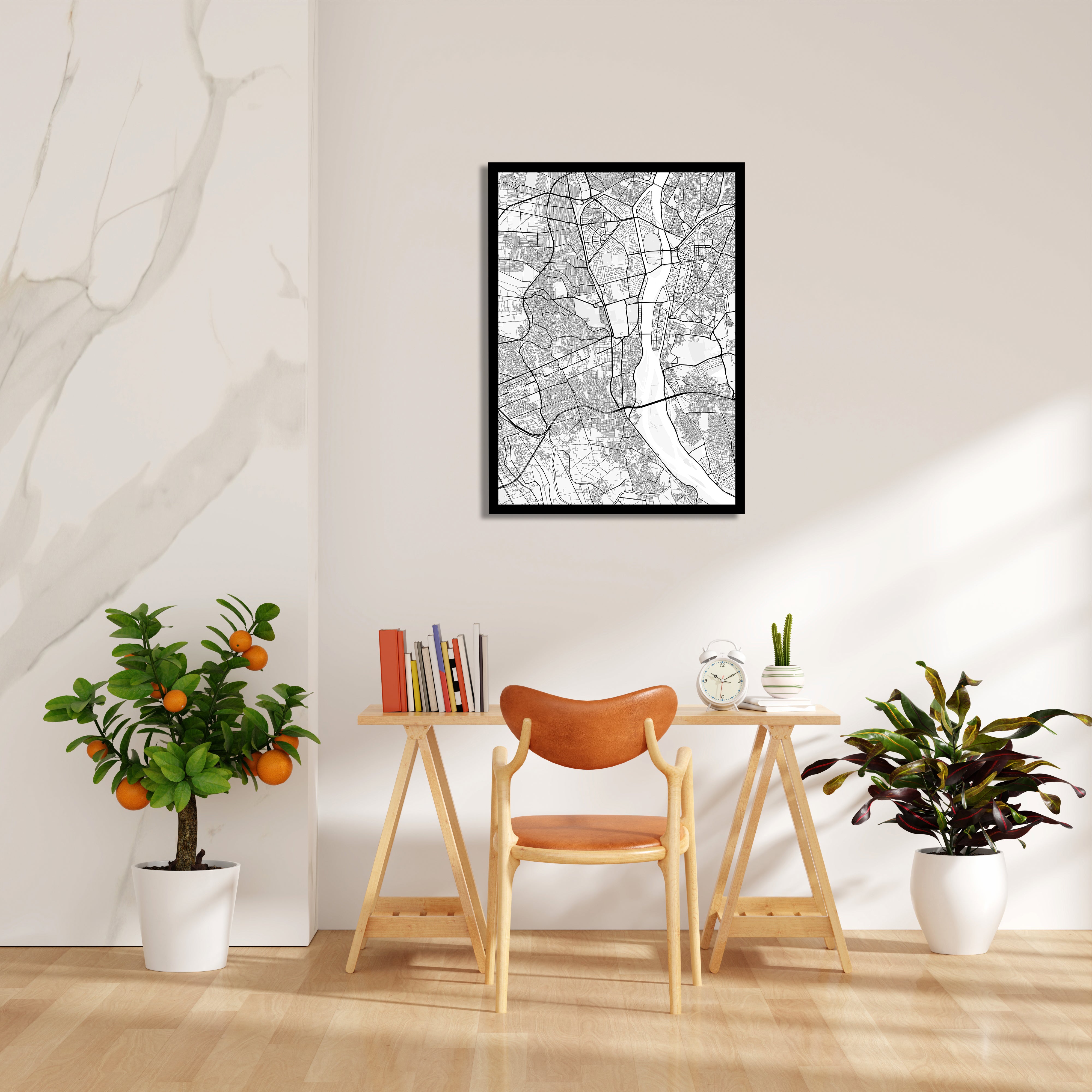 Timeless River Grid - street map wall art