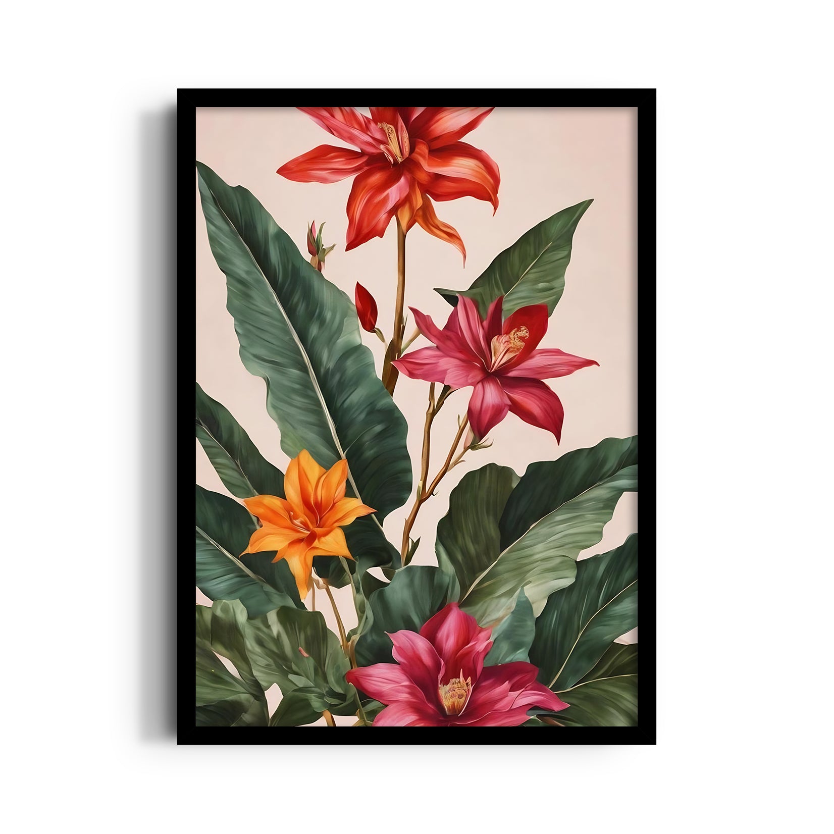 Tropical Scarlet Garden - Botanical Wall Art