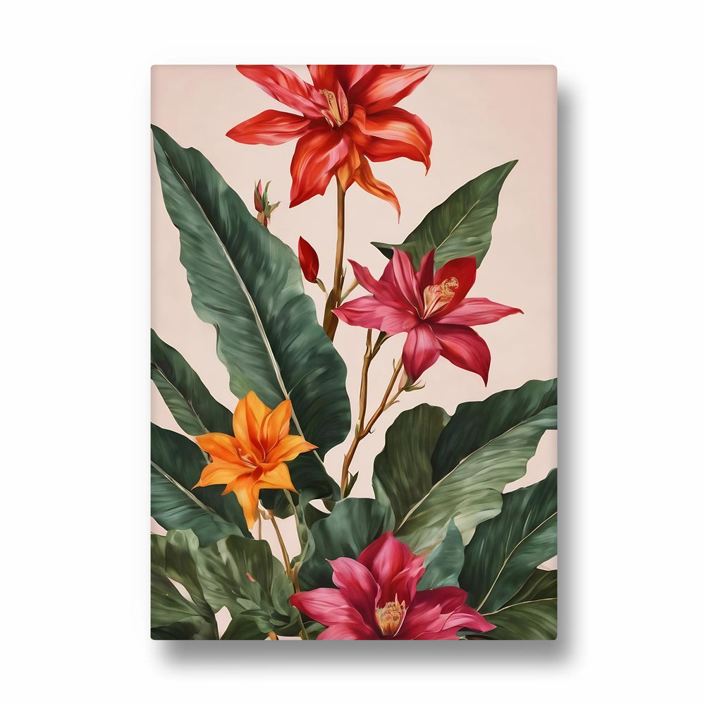 Tropical Scarlet Garden - Botanical Wall Art