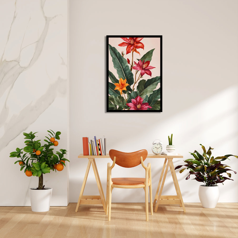 Tropical Scarlet Garden - Botanical Wall Art