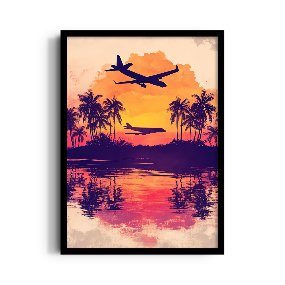 Tropical Sunset Flight - Travel Wall Art