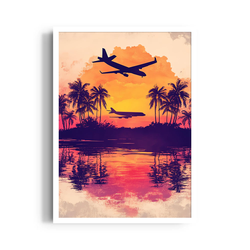 Tropical Sunset Flight - Travel Wall Art
