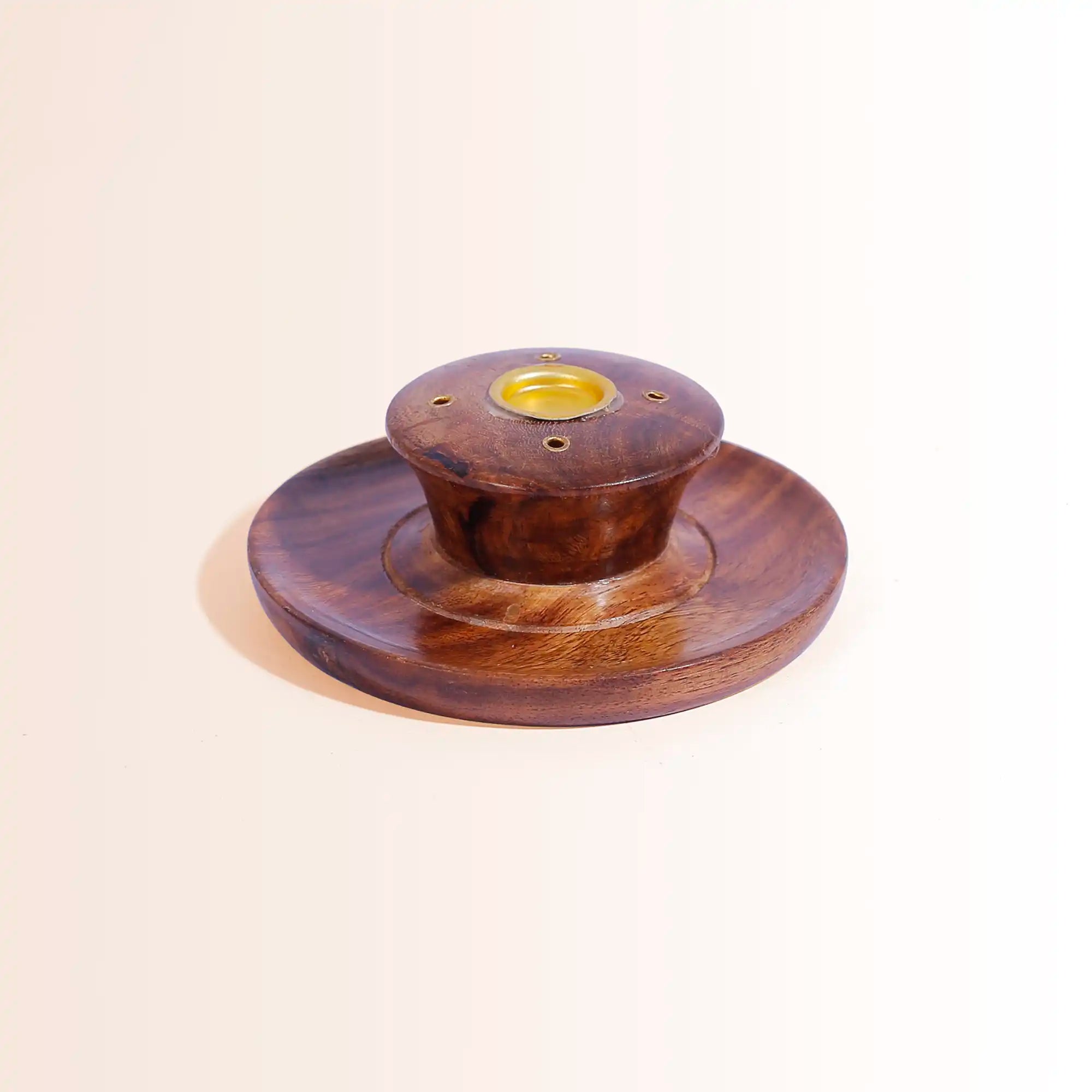 Sheesham Wood & Brass Agarbatti and Dhoop Holder | Puja Stand