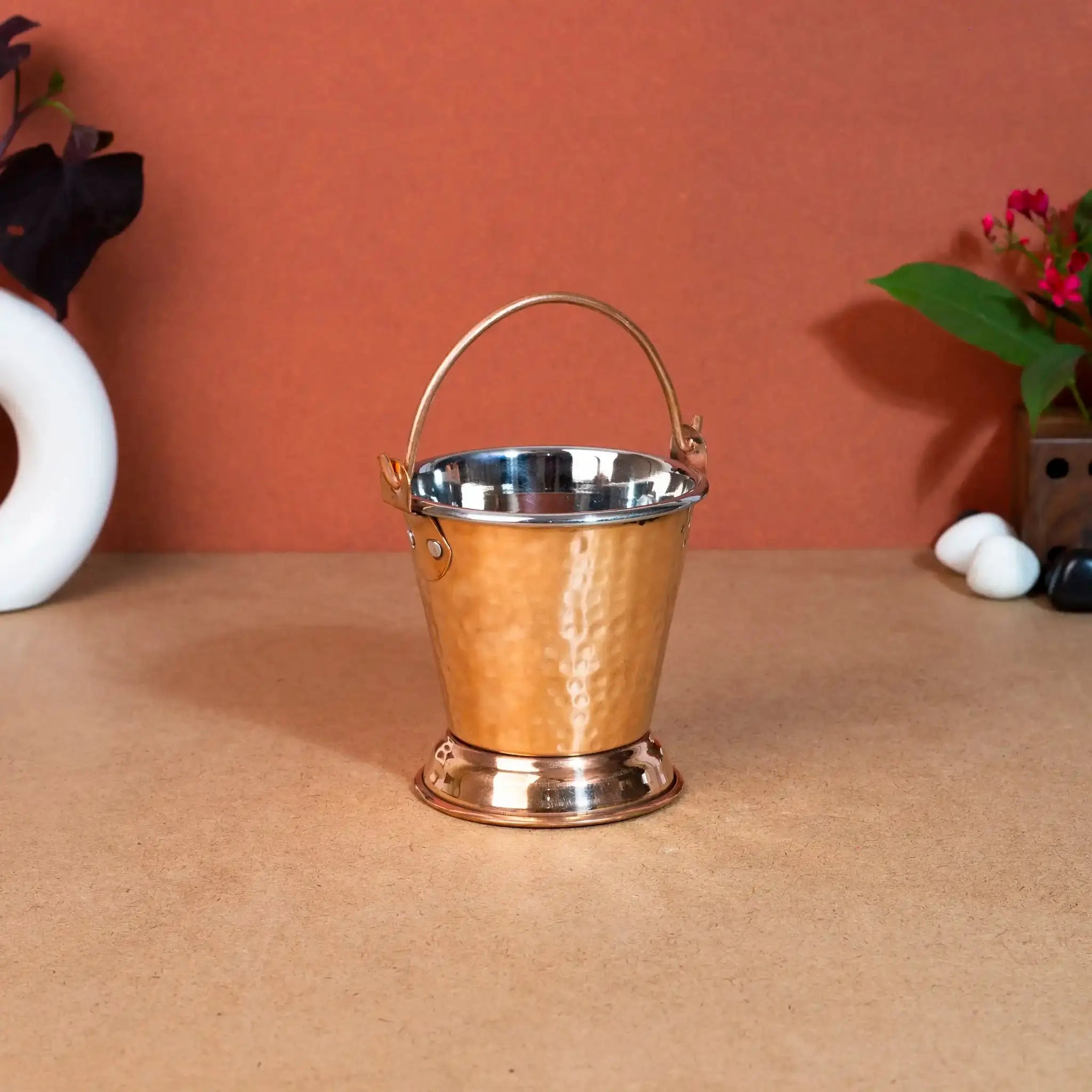 Traditional Steel & Copper Serving Bucket (Balti)