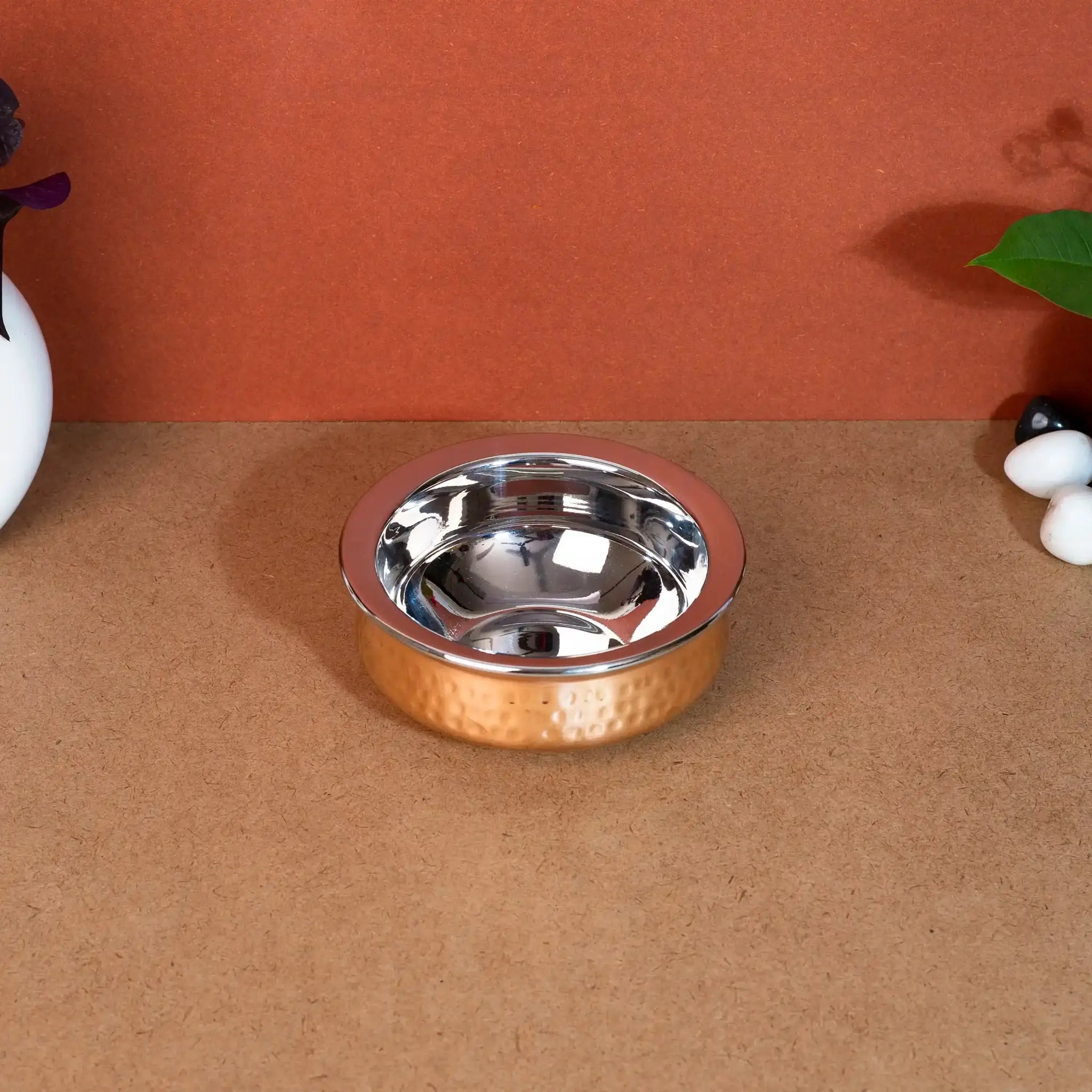 Traditional Hammered Copper & Steel Serving Handi