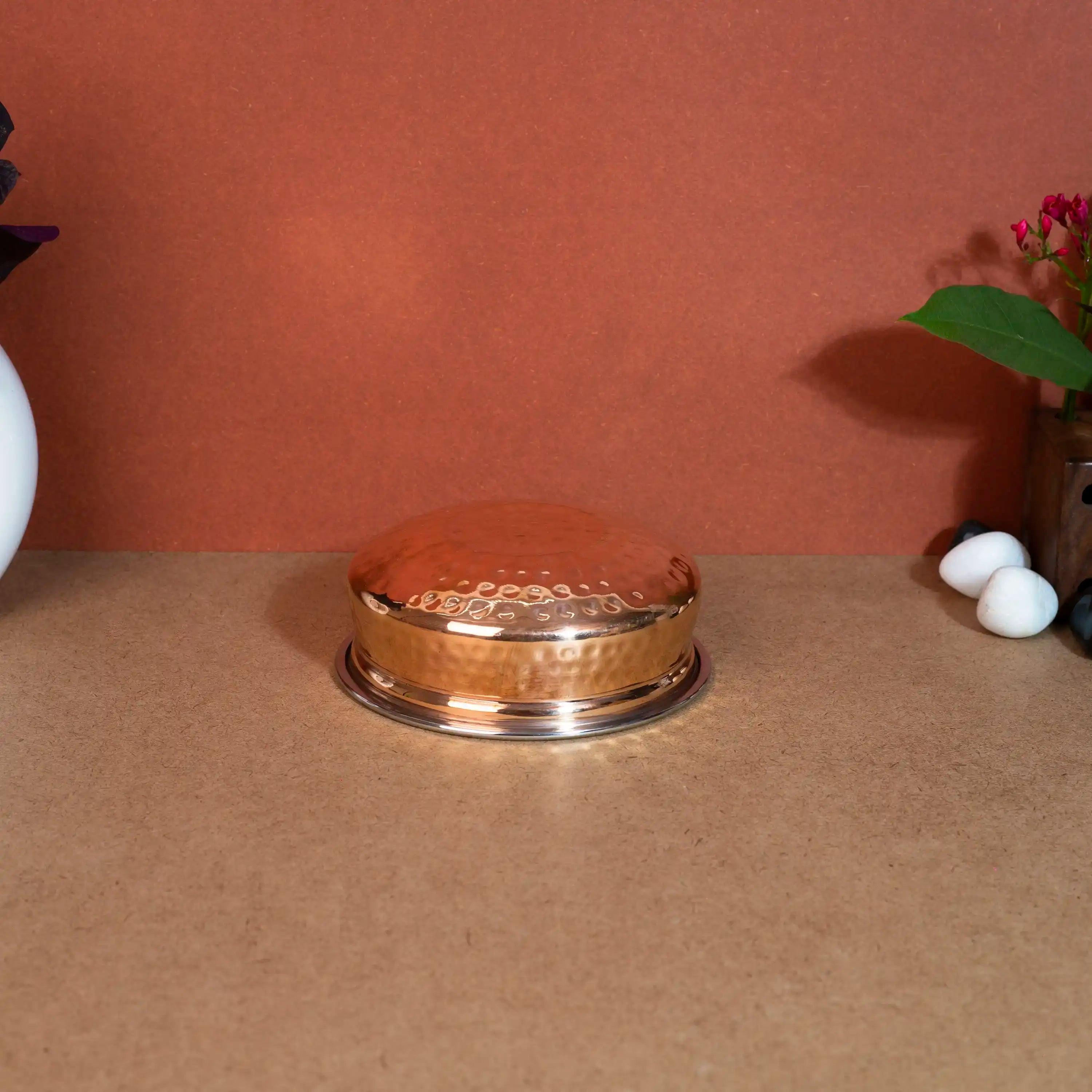Traditional Hammered Copper & Steel Serving Handi