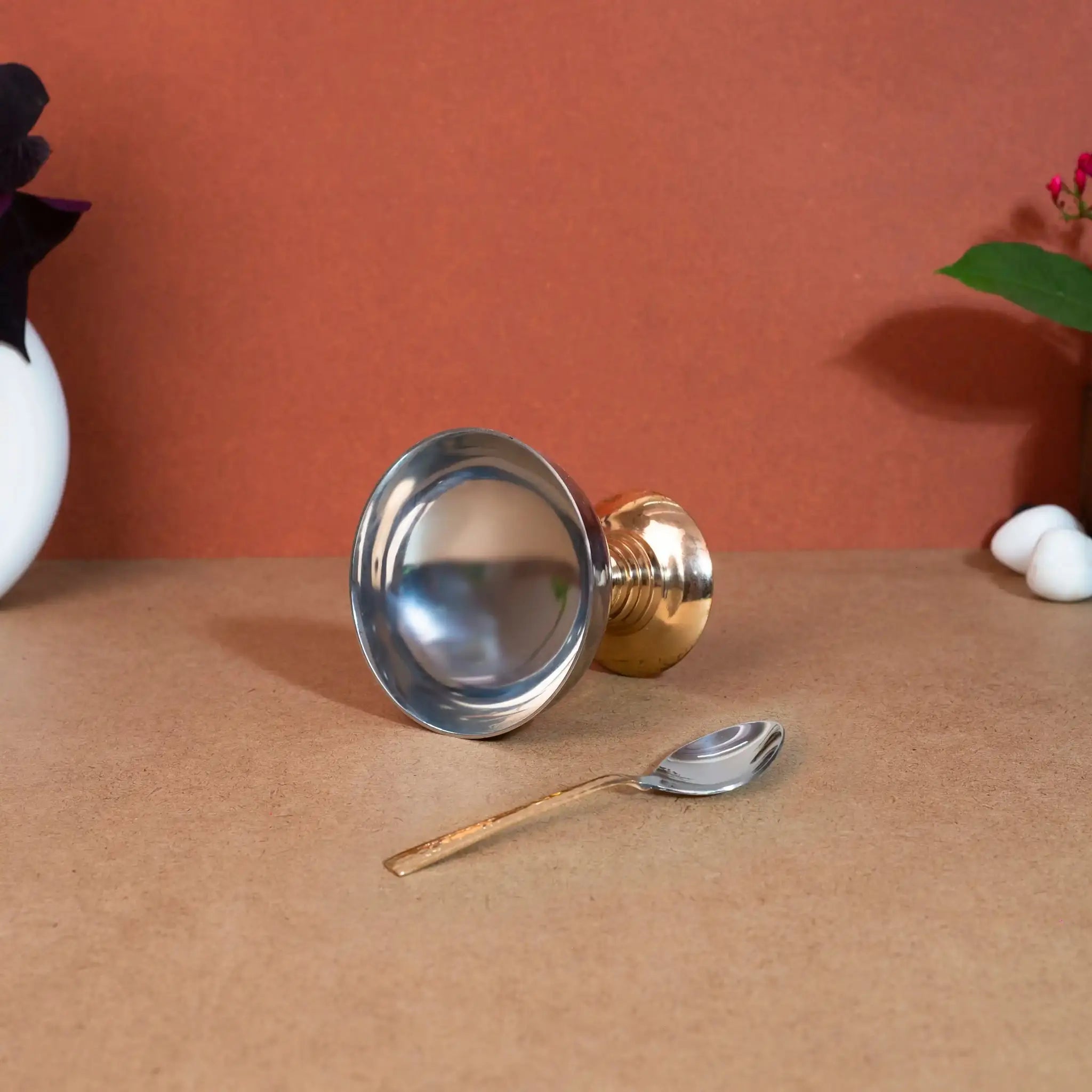 Elegant Copper & Stainless Steel Ice Cream Bowl | For Desserts & Festive Dining