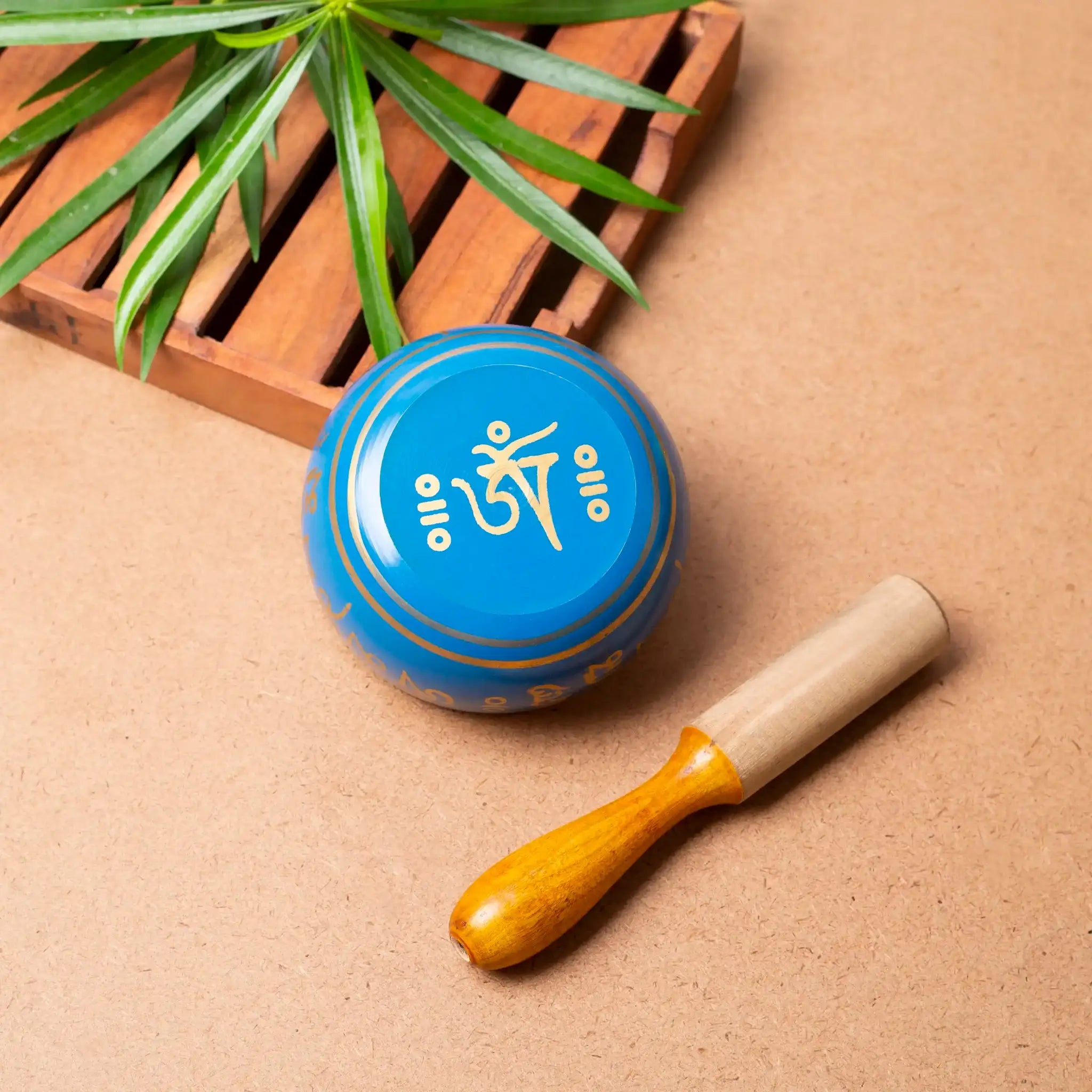 Tibetan Buddhist Blue Singing Bowl Set with Mallet | For Meditation & Sound Healing