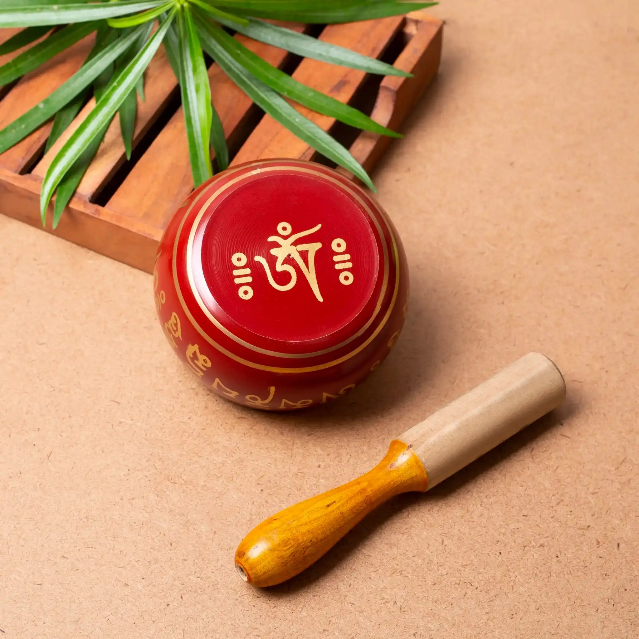 Red Tibetan Singing Bowl Set with Mallet | For Meditation, Healing & Stress Relief