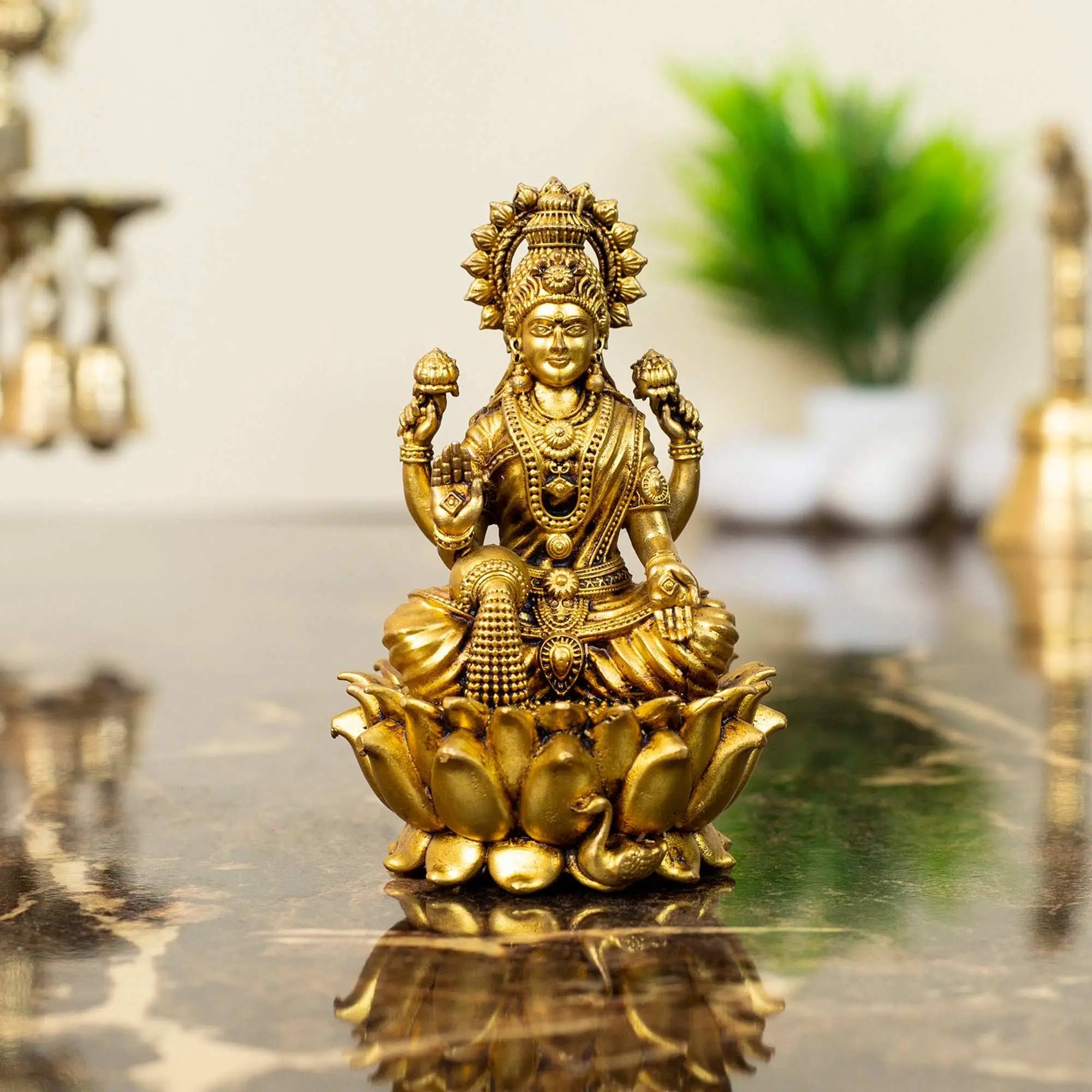 Exquisite Handcrafted Brass Goddess Laxmi Idol