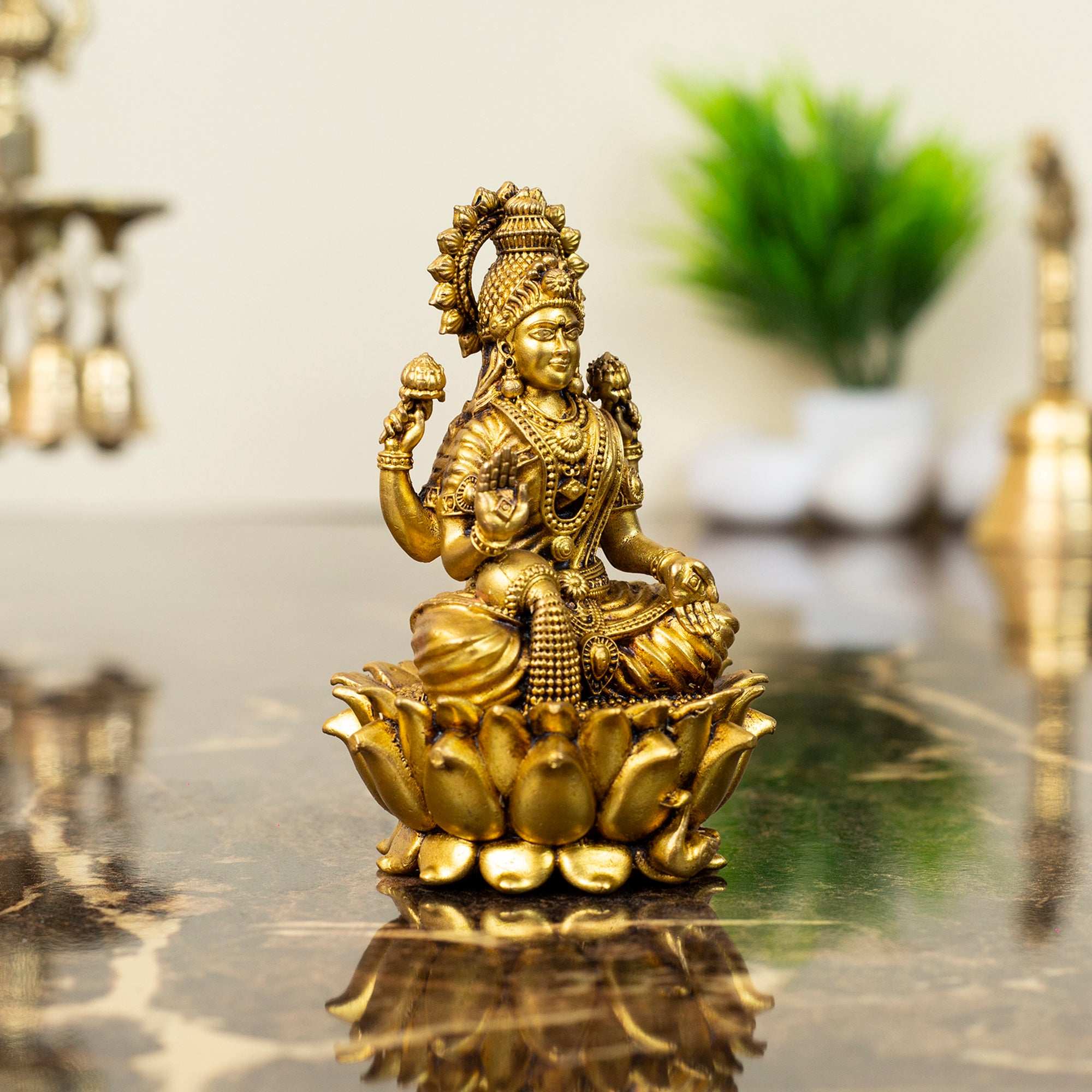 Exquisite Handcrafted Brass Goddess Laxmi Idol