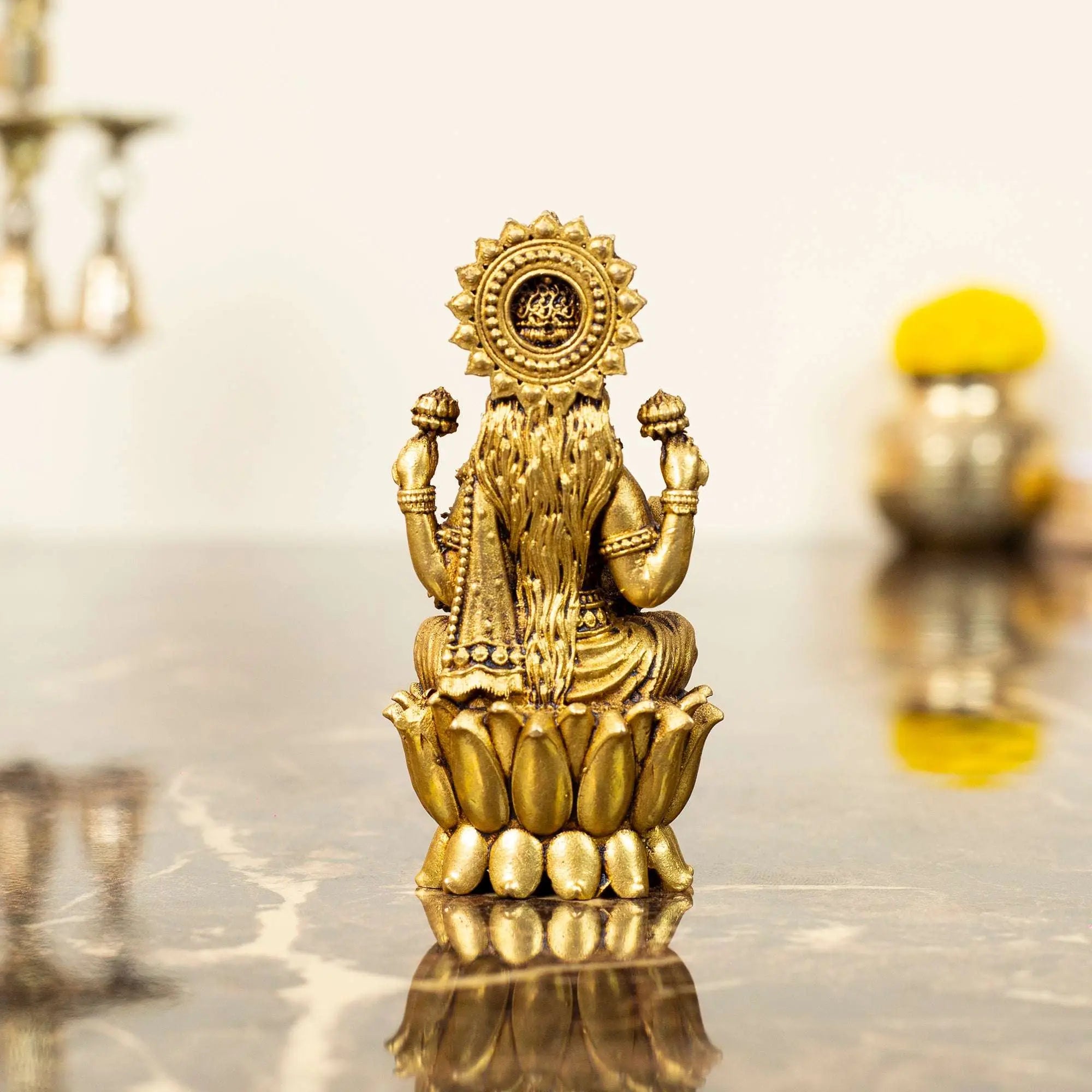 Petite Brass Goddess Lakshmi Idol