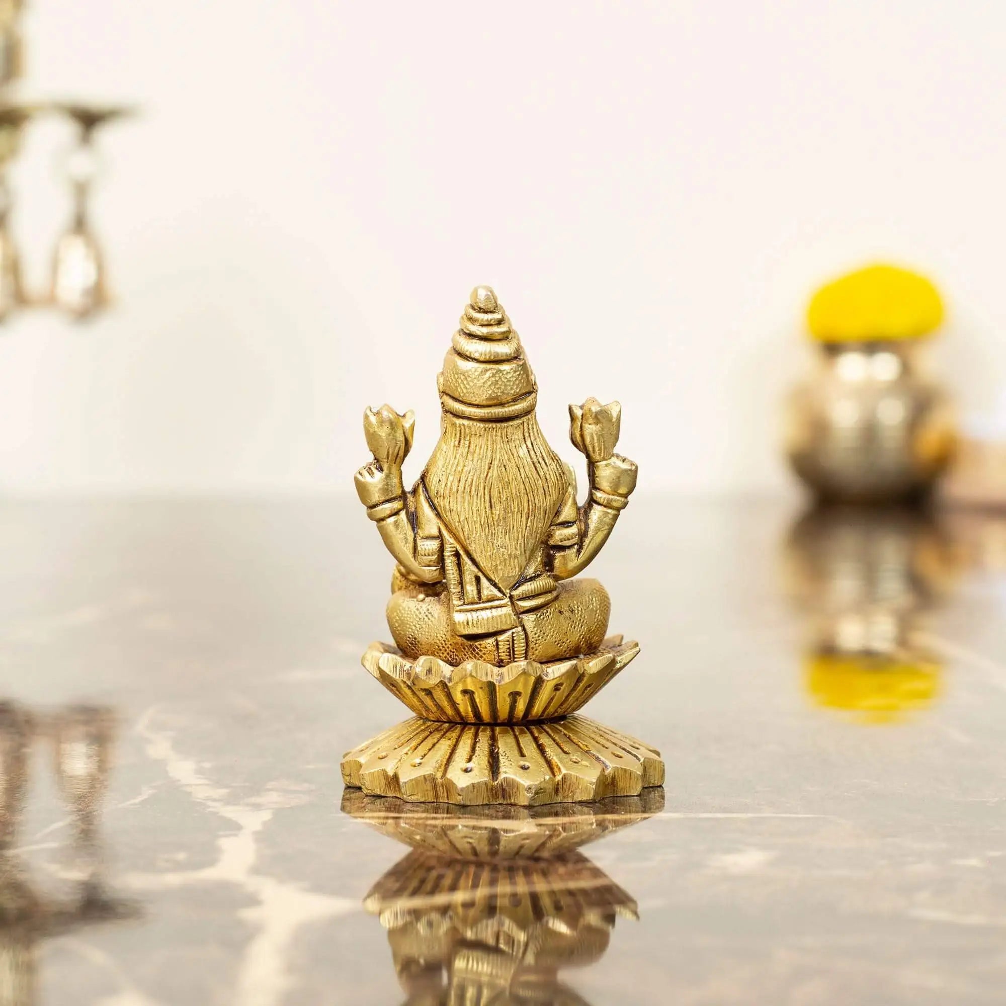 Majestic Brass Goddess Lakshmi Statue on Lotus Pedestal