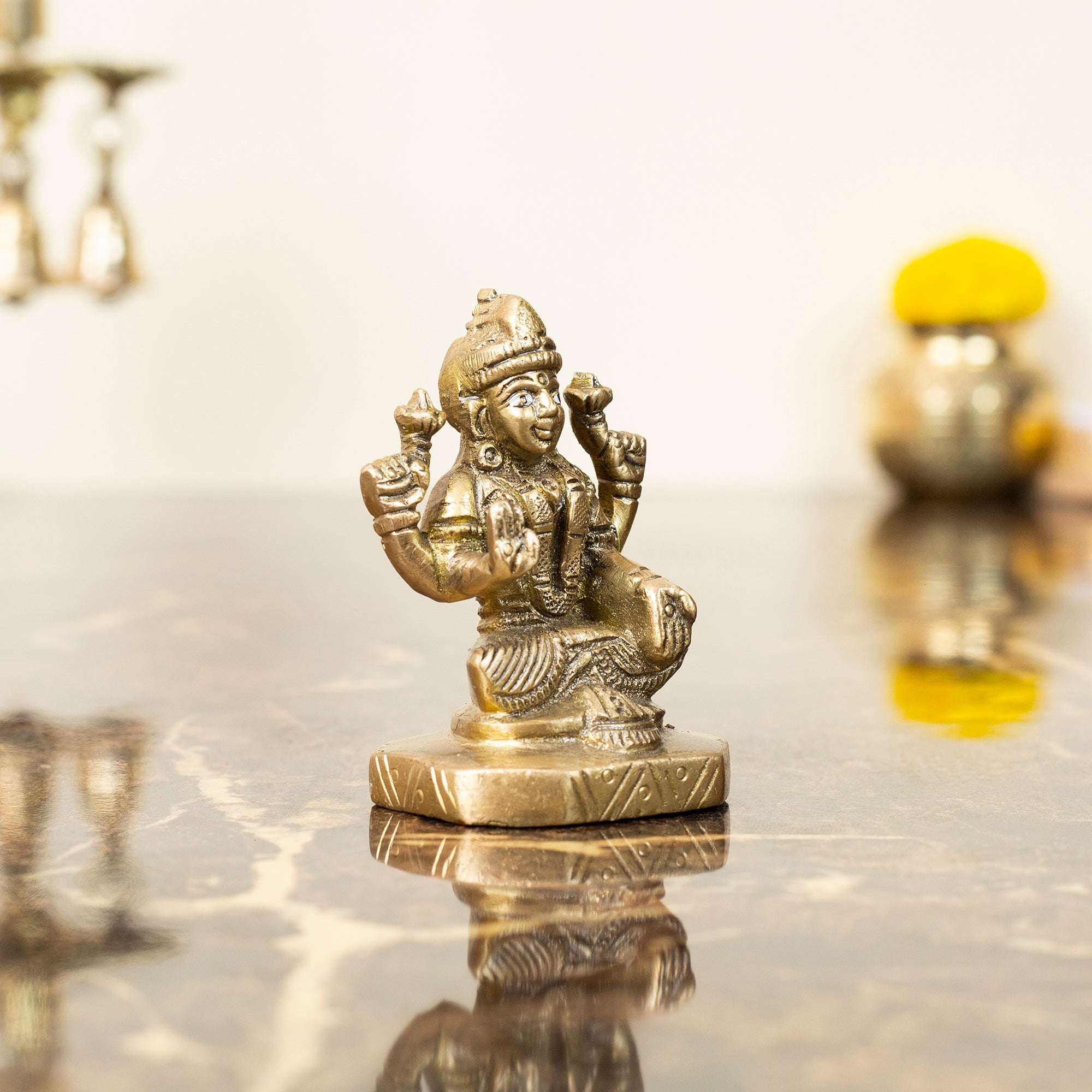 Substantial Heavyweight Brass Lakshmi Idol