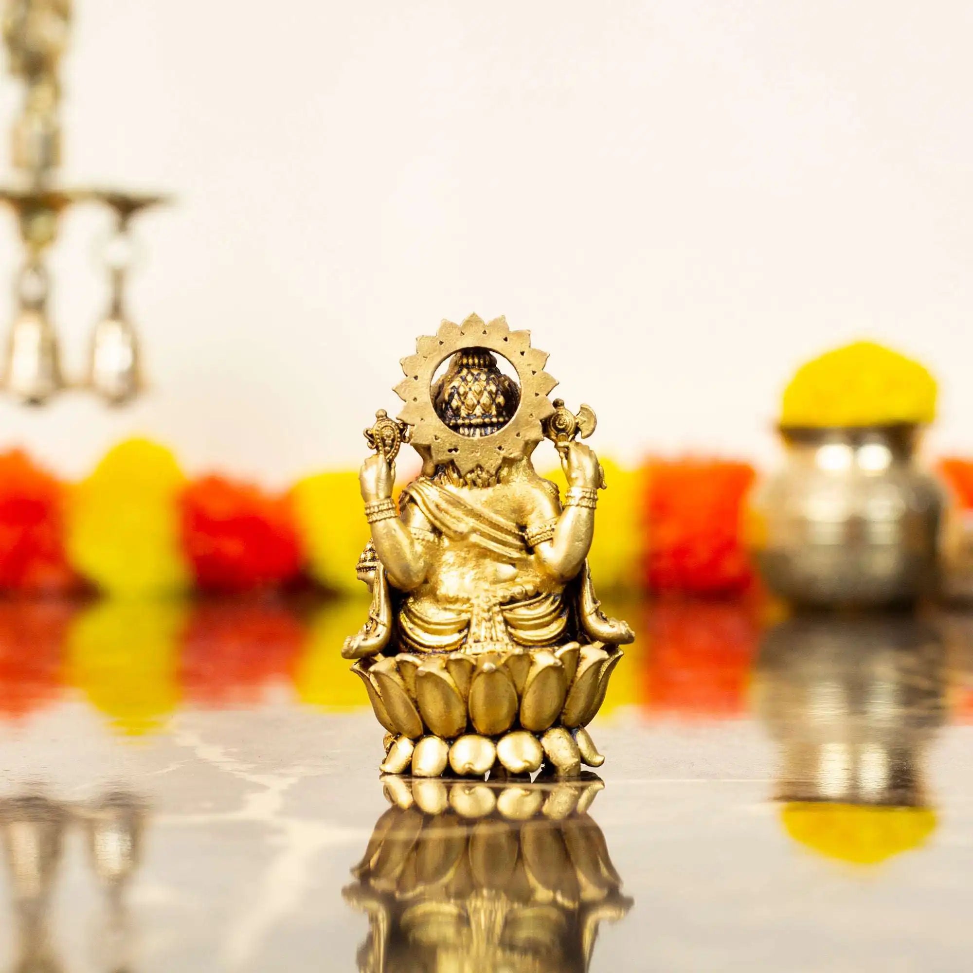 Intricately Detailed Brass Ganesha Idol