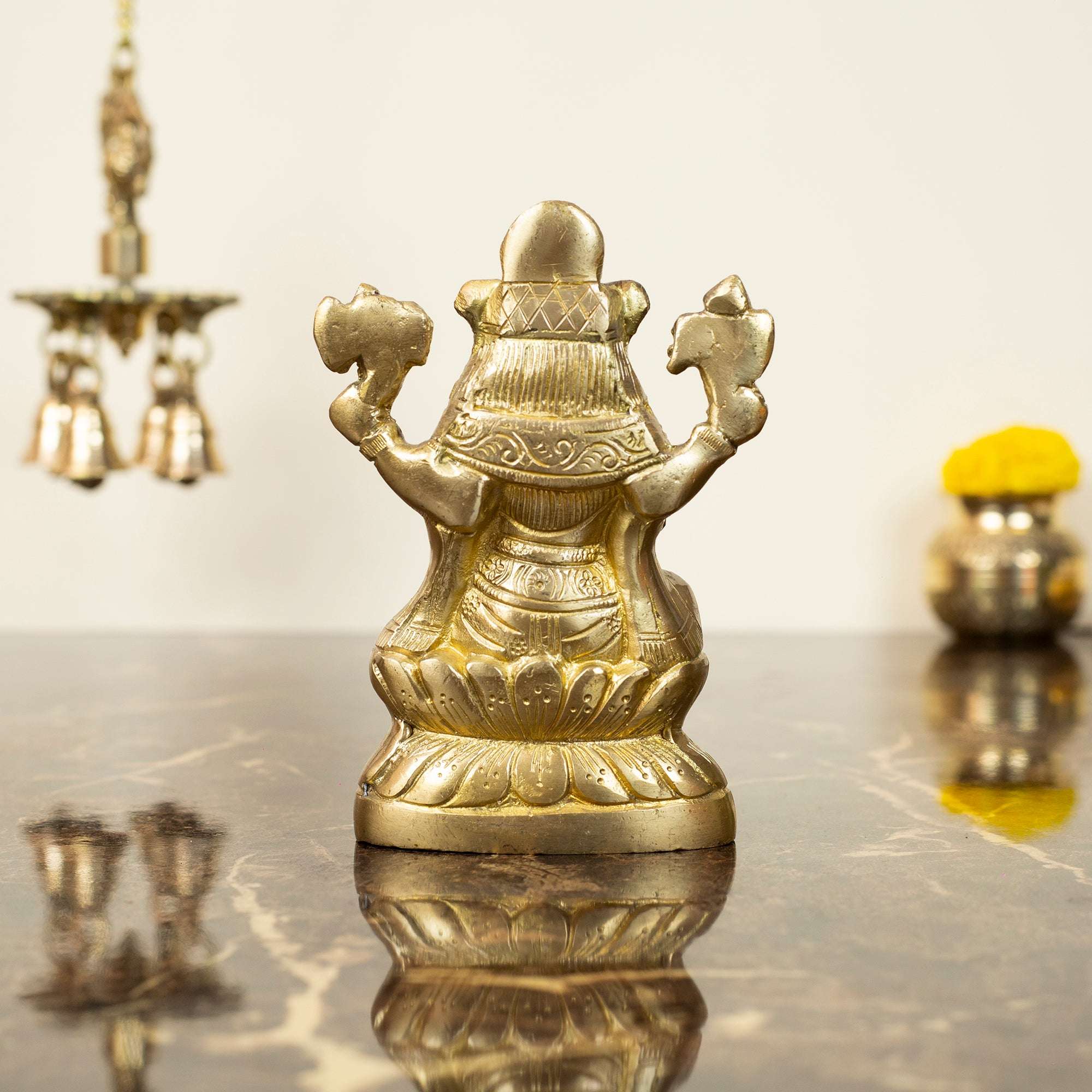Handcrafted Brass Ganesha Idol on Lotus Base