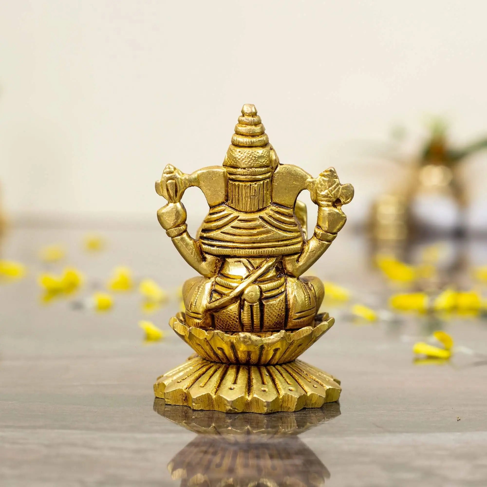 Solid Brass Lord Ganesha on Lotus | Heavyweight Idol for Diwali Puja