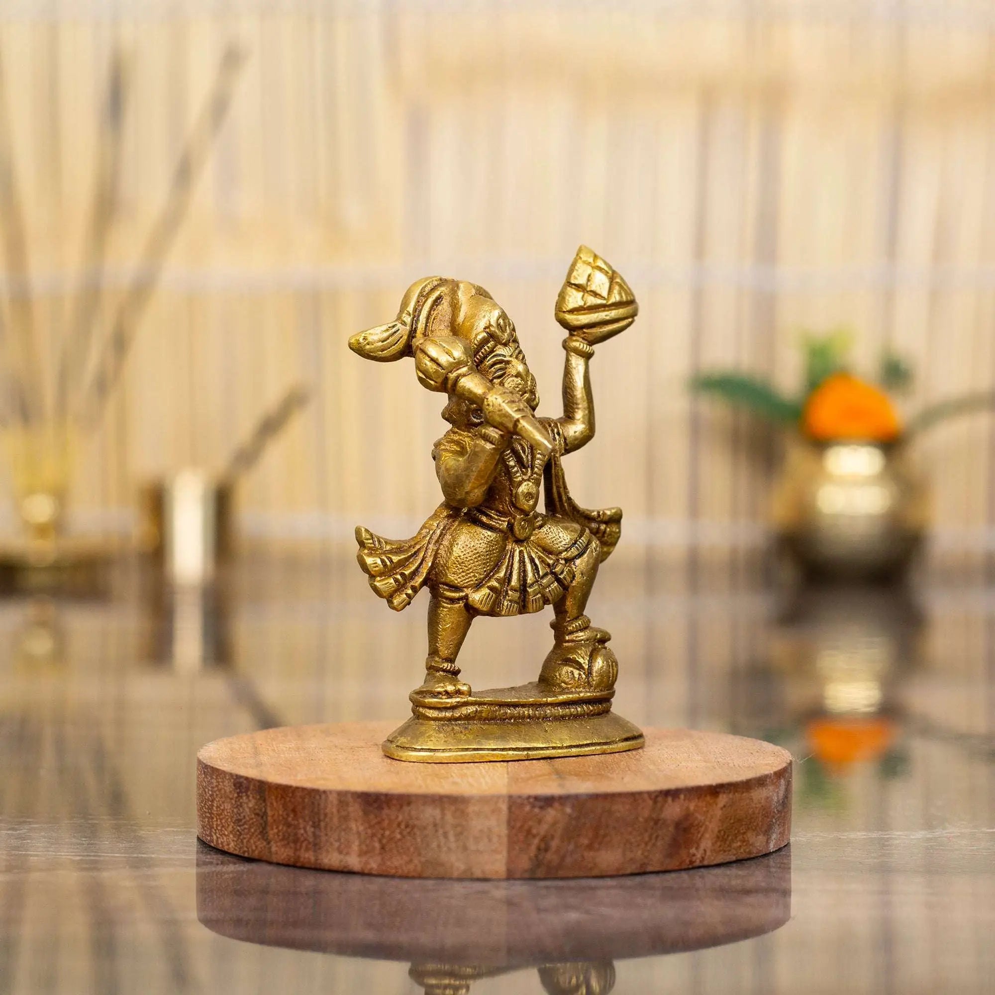 Powerful Brass Lord Hanuman Idol with Dronagiri Mountain