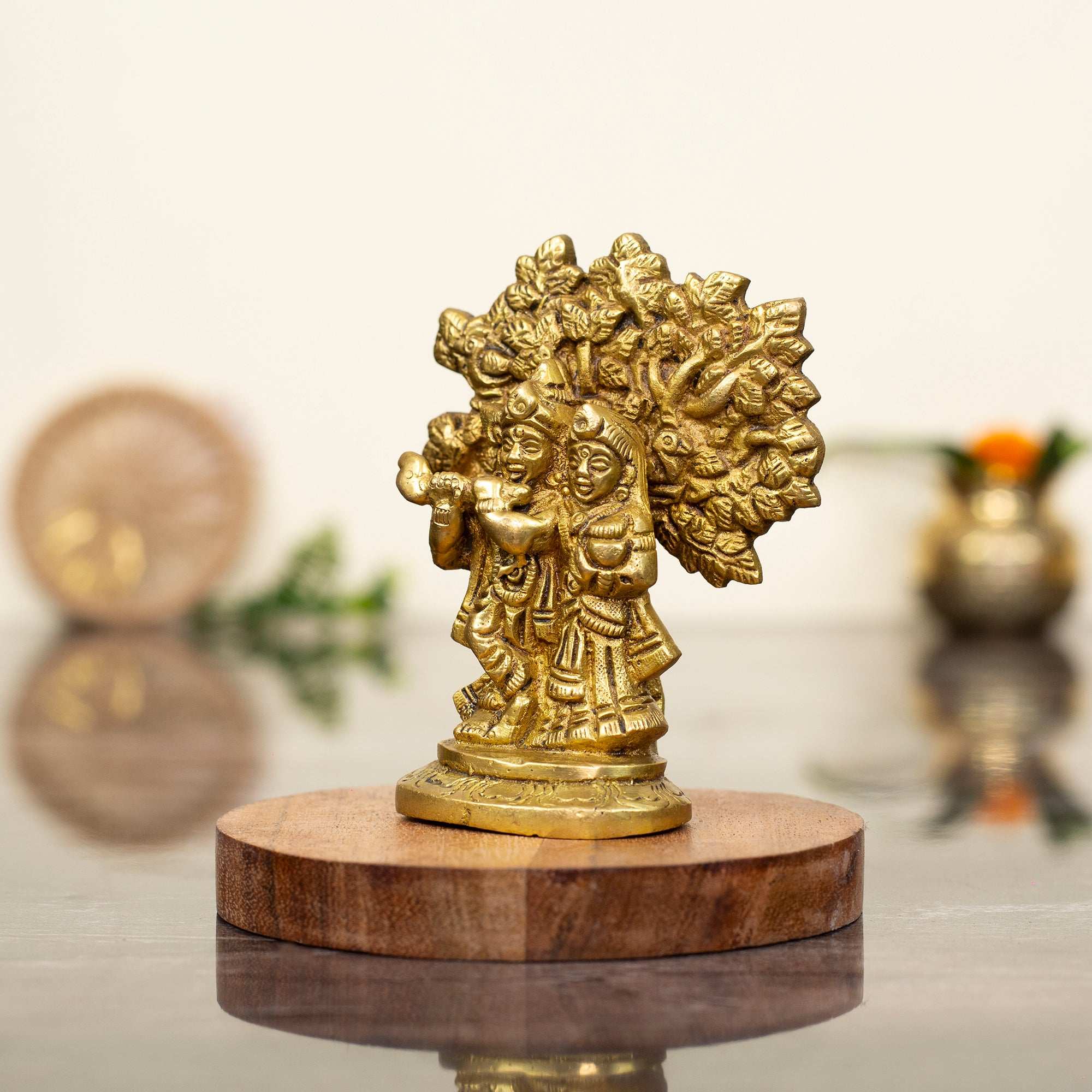 Enchanting Brass Radha Krishna Under Wish-Fulfilling Tree | Symbol of Harmony