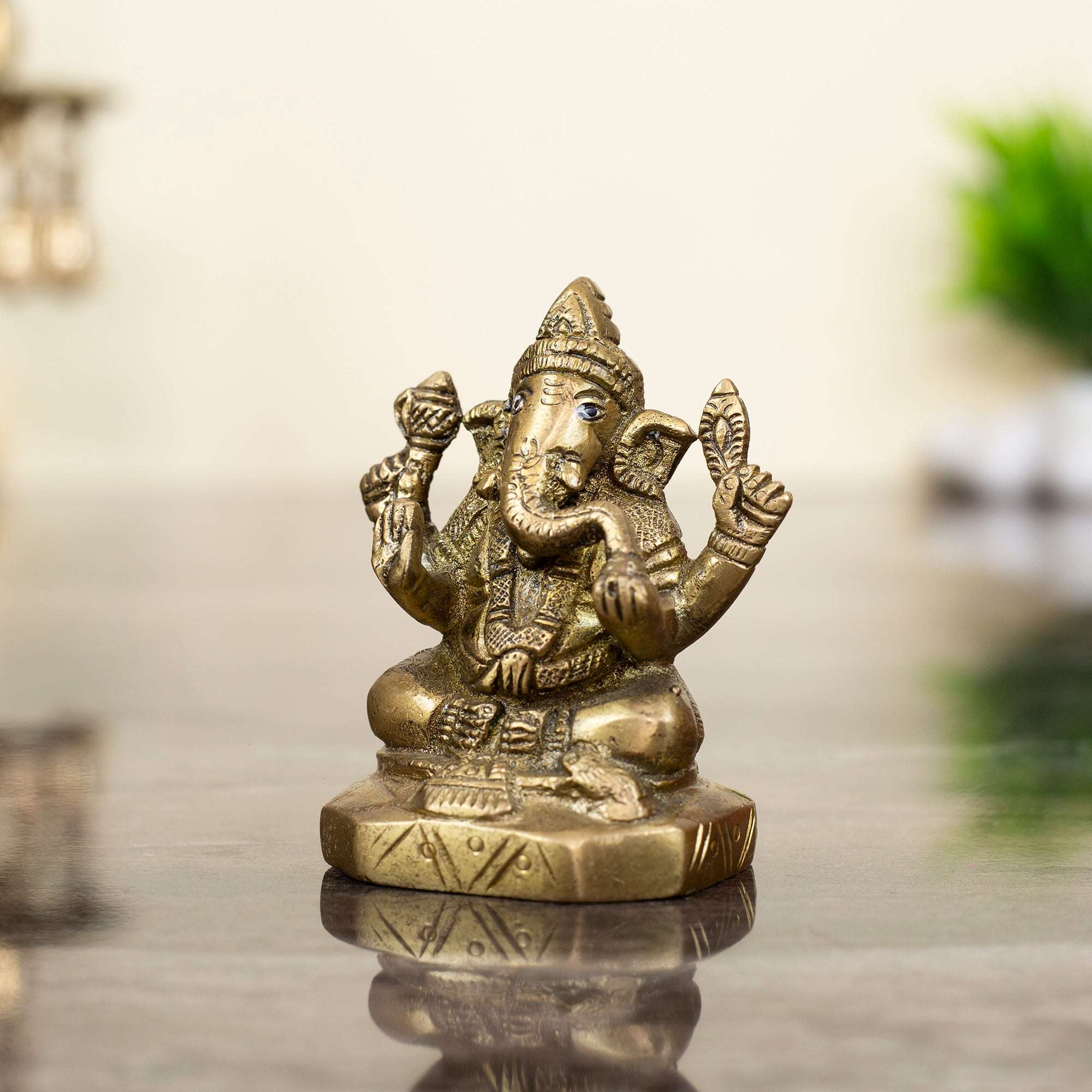 Solid Heavyweight Brass Ganesha Idol