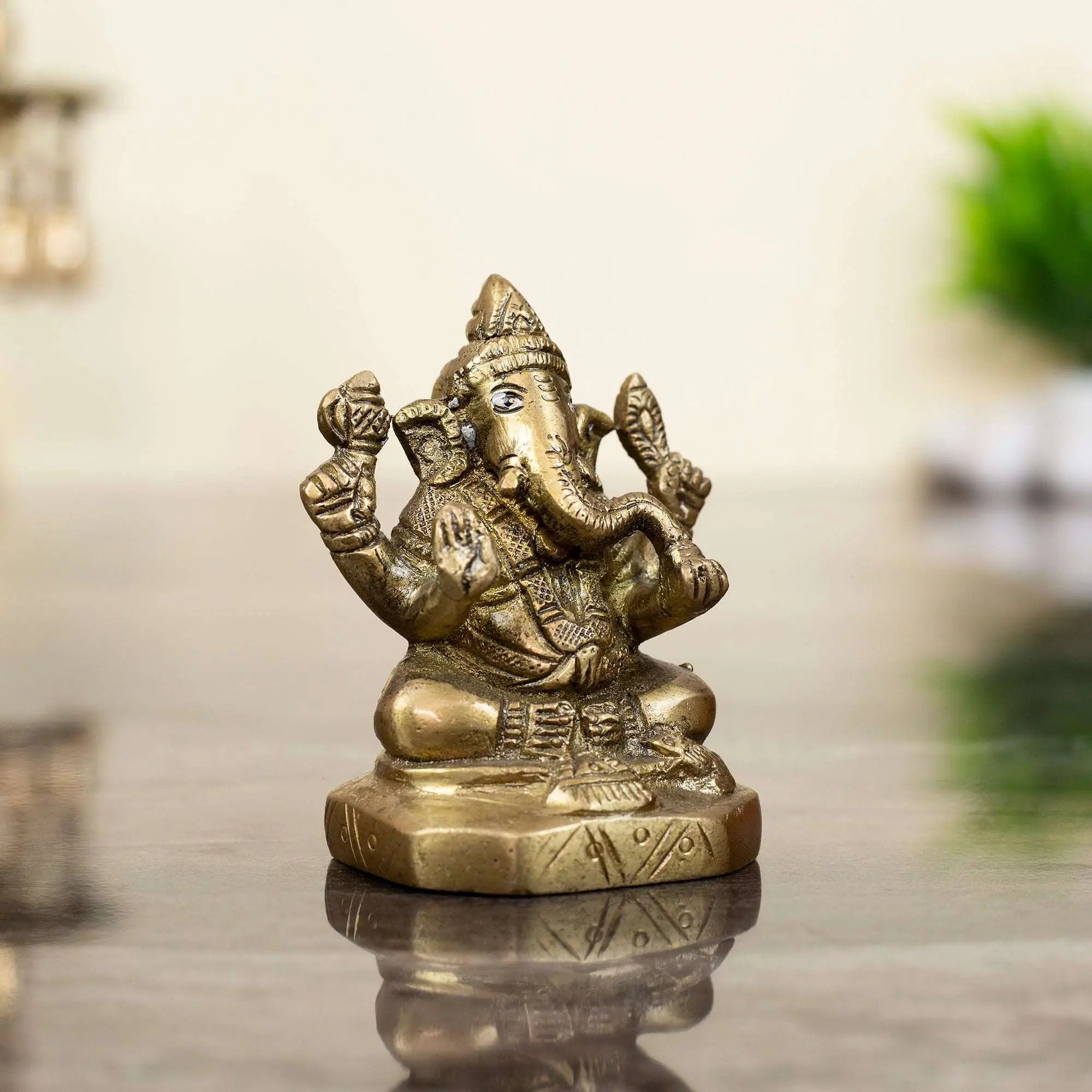 Solid Heavyweight Brass Ganesha Idol